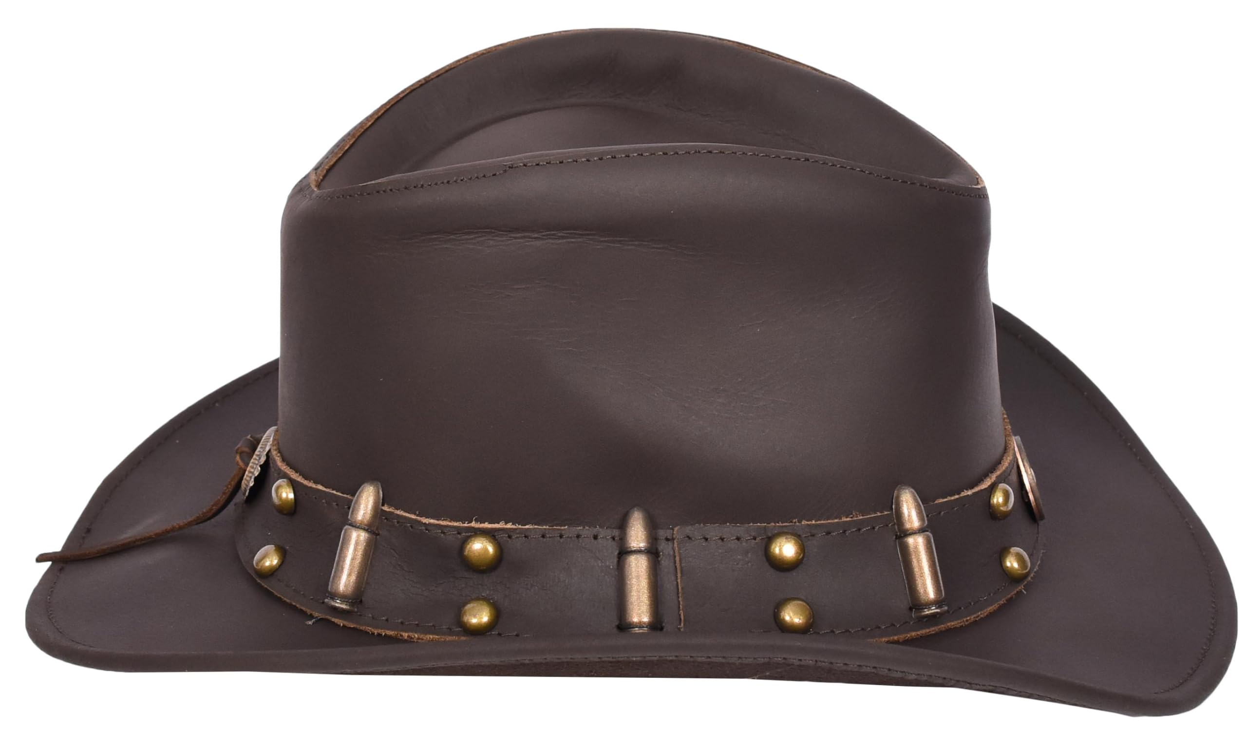 Sombrero vaquero de piel auténtica, sombrero de arbusto australiano occidental, estilo bala, color marrón Denver