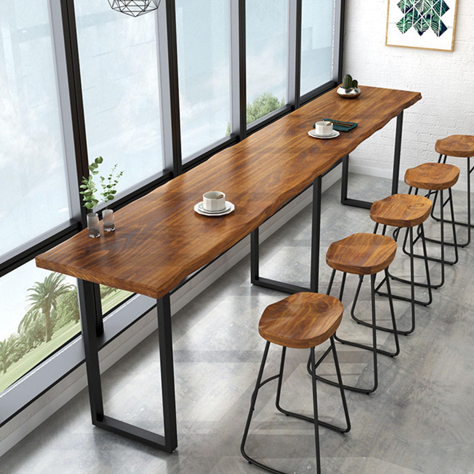 Tavolo da bar alto e stretto, in legno massello, per corridoio e finestra, tavolo lungo da bancone, slish & design, sedie non incluse