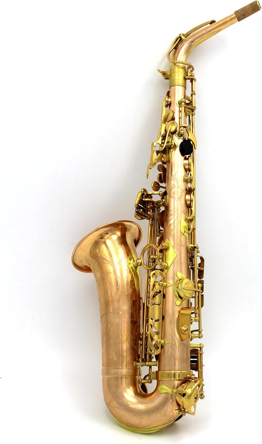 Eastern Music unlacquered rose copper alto saxophone with gold lacquered keys