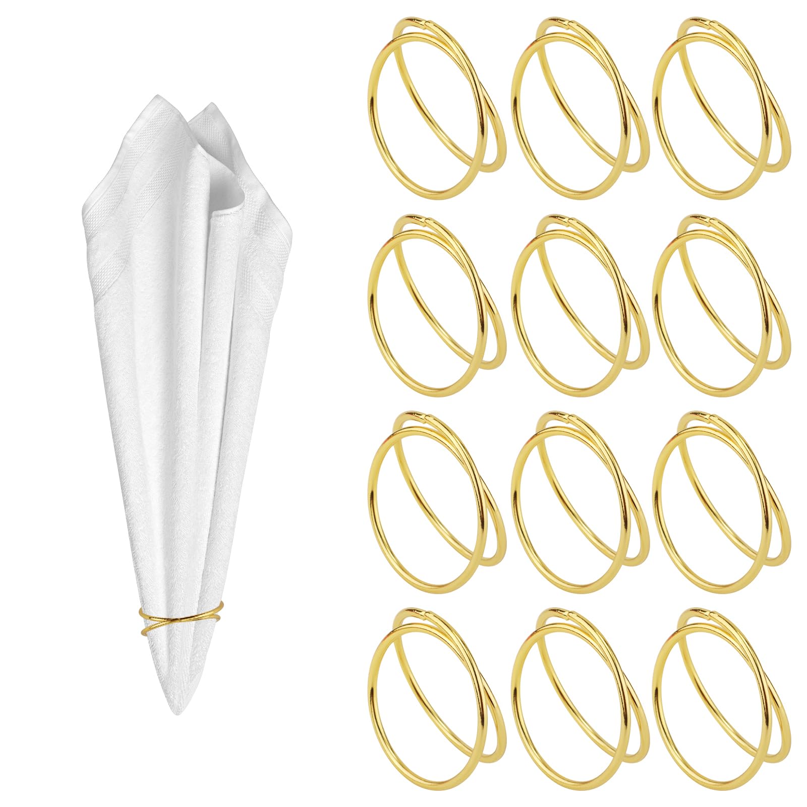 12 Pzs Anillos Redondos para Servilletas Dorados, Servilleteros de Metal en Espiral Soportes para Servilleteros Anillos para Servilletas de Acción de Gracias para Bodas Decoraciones de Mesa