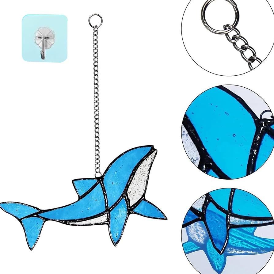 大型 氷山と青い海を泳ぐクジラの親子の群れ ヴィンテージ ステンドグラス 氷山とクジラの群れ ヴィンテージ ステンドグラス グラス