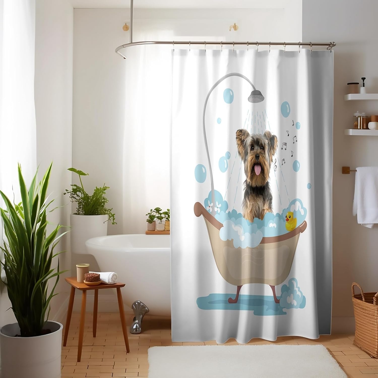 Lovely Shower Curtain Funny Labradoodle Dog in A Bathtub Shower Curtains Cute Bath Curtain with Hooks Waterproof Bathroom Bathtub Decor for Pet Lover 72x72 Inch Style 2