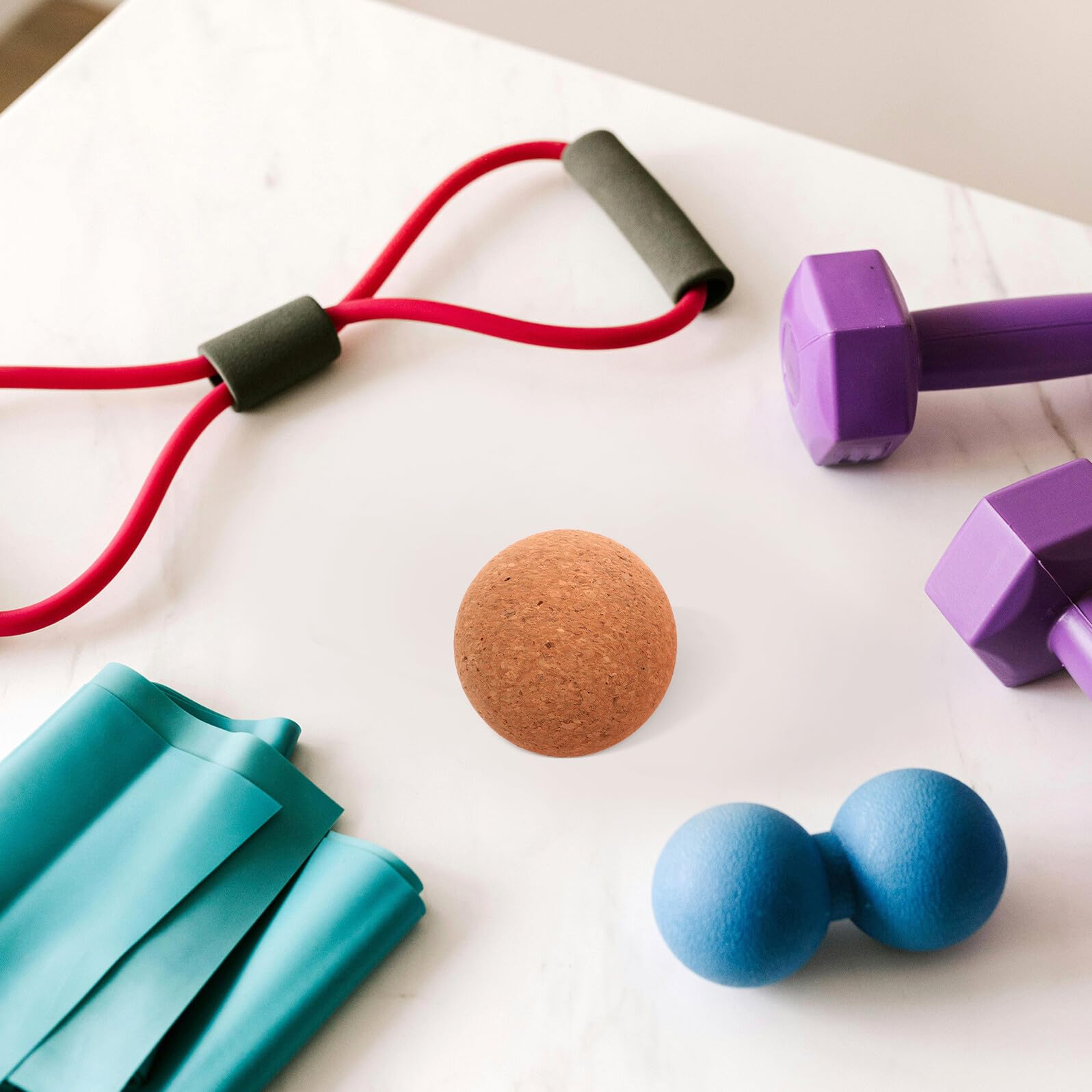 Bolas de Corcho para Masaje de Tejido Profundo Set de 3 Bolas Sólidas de 8 9 y 10 CM Masajeador Portátil para Relajación Muscular en Espalda Cuello y Pies
