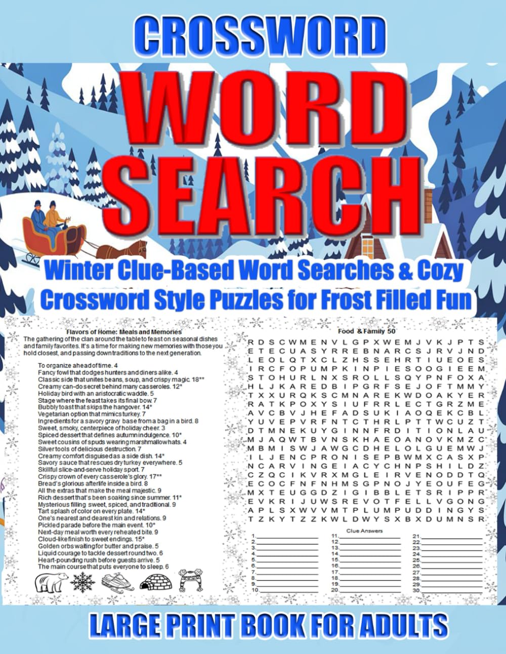 Word Search Crossword Book for Adults: Winter Clue-Based Word Searches & Cozy Crossword-Style Puzzles for Frost-Filled Fun