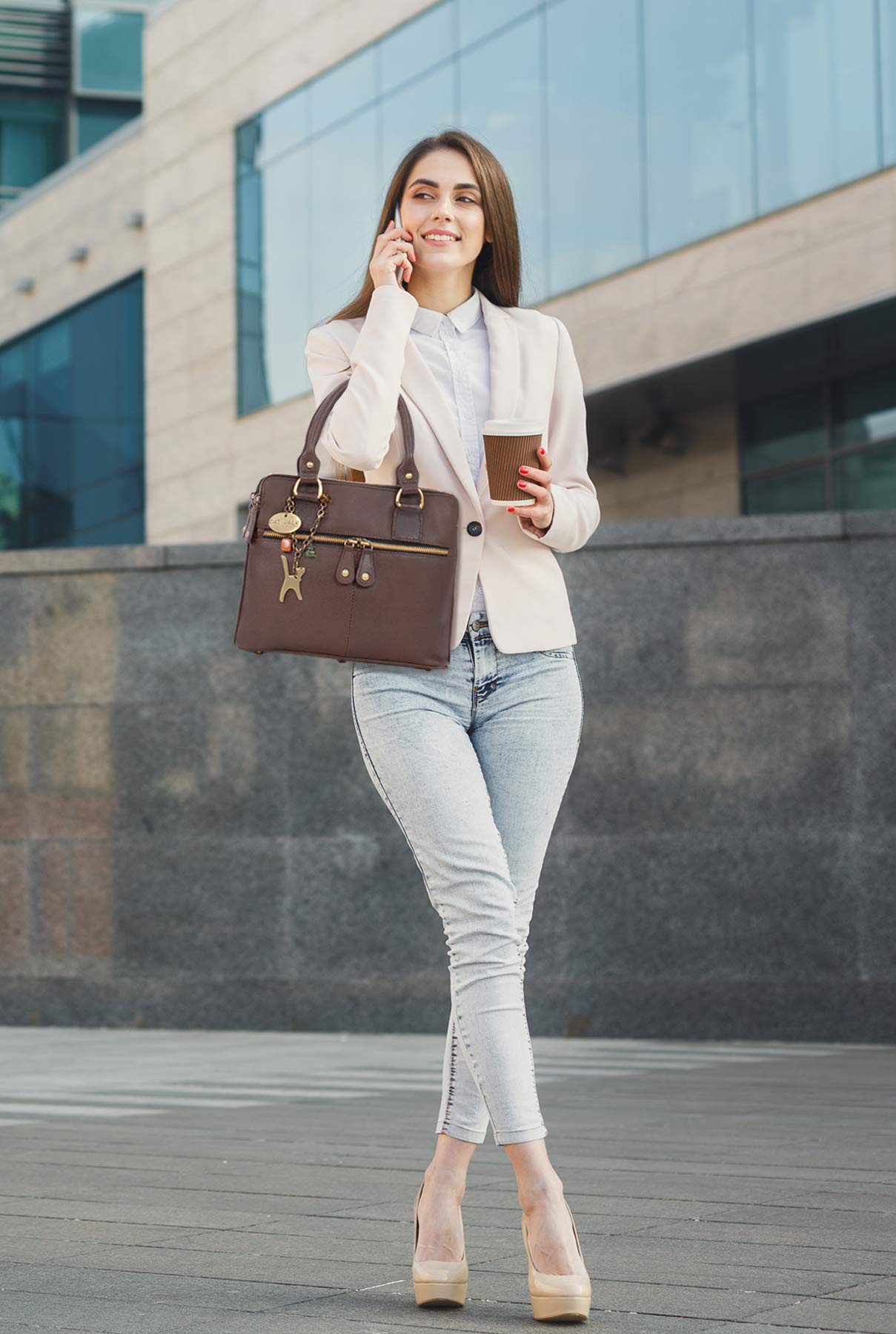 Catwalk Collection Handbags - Bolso de Mano de Piel - Correa Bandolera Desmontable - Tote Mediano de Mujer - Bolso de Hombro Diario - Vicky
