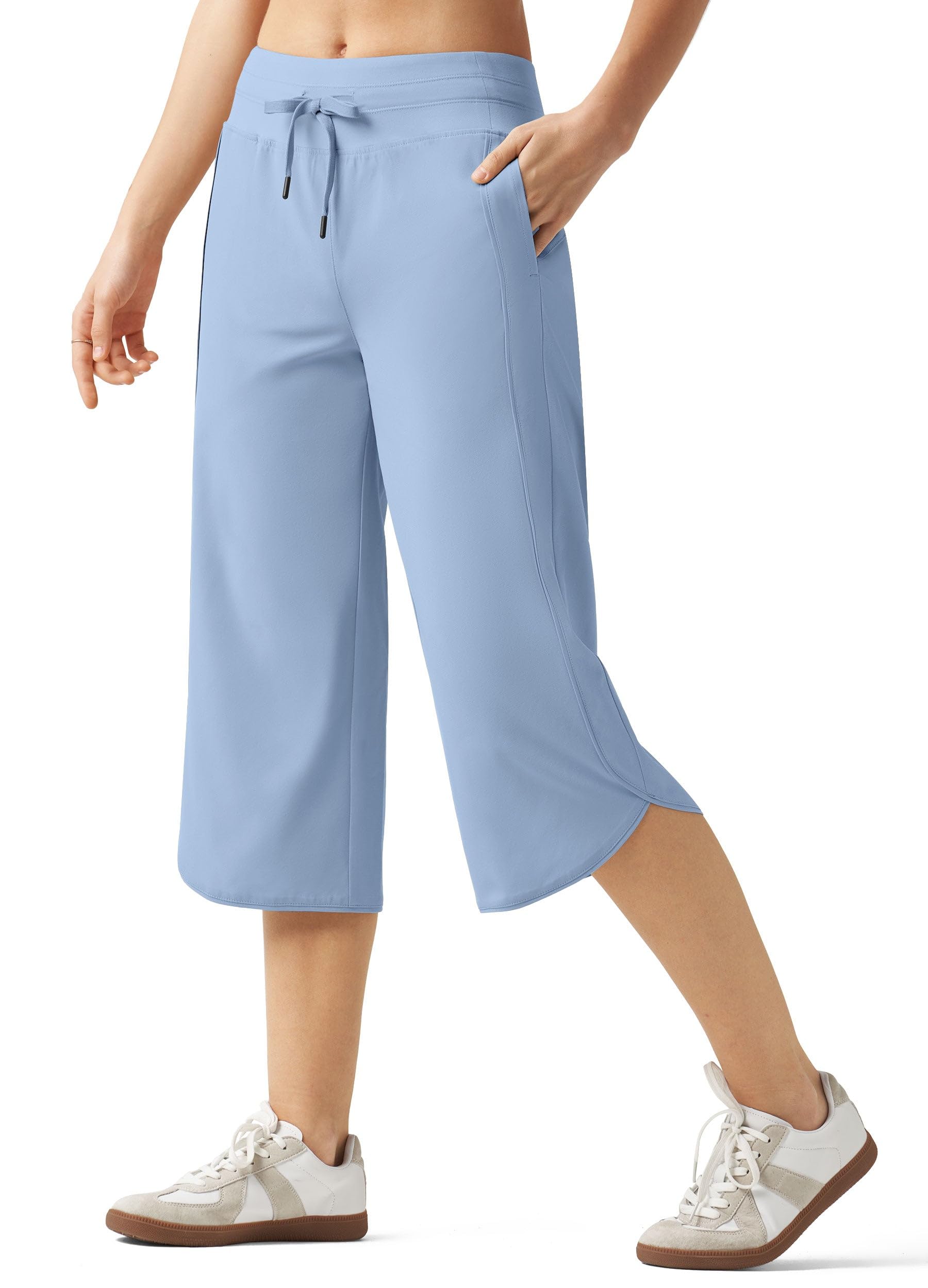 Willit Women's Capri Athletic Hiking Wide Leg Quick Dry Capri Pants Casual Lightweight Summer Cropped Pants