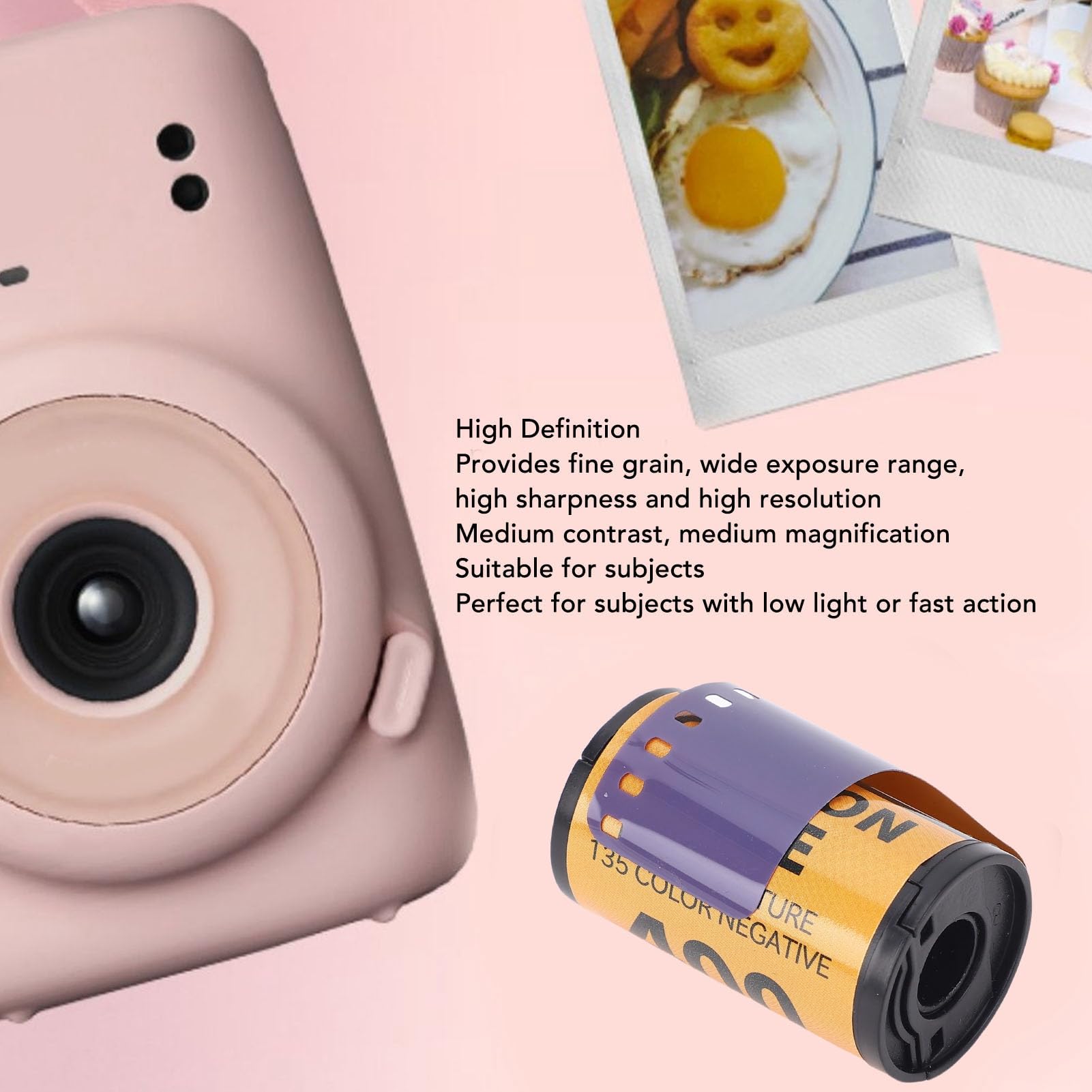 Color Film, ISO 320-400 35mm Film for 135 Camera, Fine Grain Color Print Film for Low Light or Fast Action, 8 Sheets