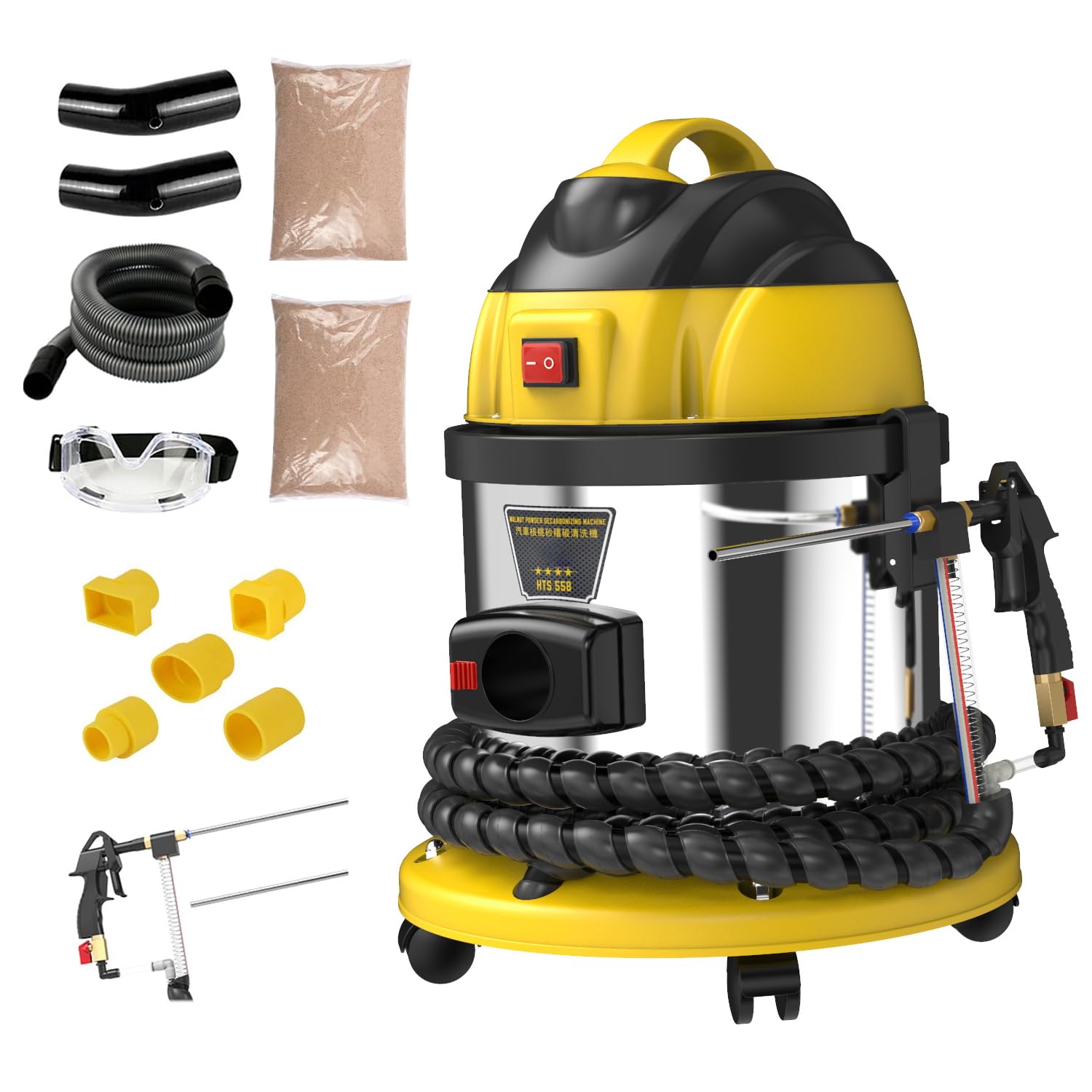 LINXINO Walnut Blaster Cleaner, HTS558 Automotive Engine Intake Pipe Valve Cleaning Machine, 110V Walnut Sand DE-Carbon Cleaner, Valvetronic System Walnut Powder Sand Carbon Deposits Cleaner