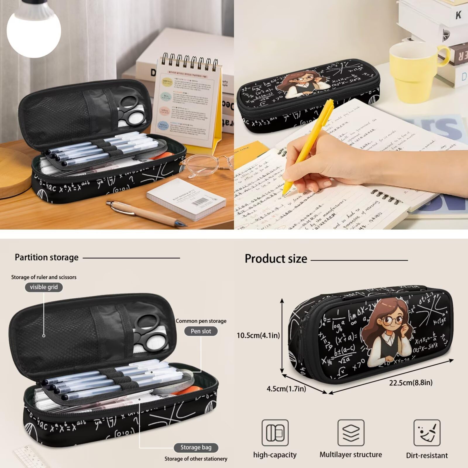 Biyejit Juego de mochilas escolares 3 en 1 para niñas, con bolsa de almuerzo, estuche para lápices, mochila escolar informal para niños, mochila escolar de 17 pulgadas, regalo, Profesor de matemáticas
