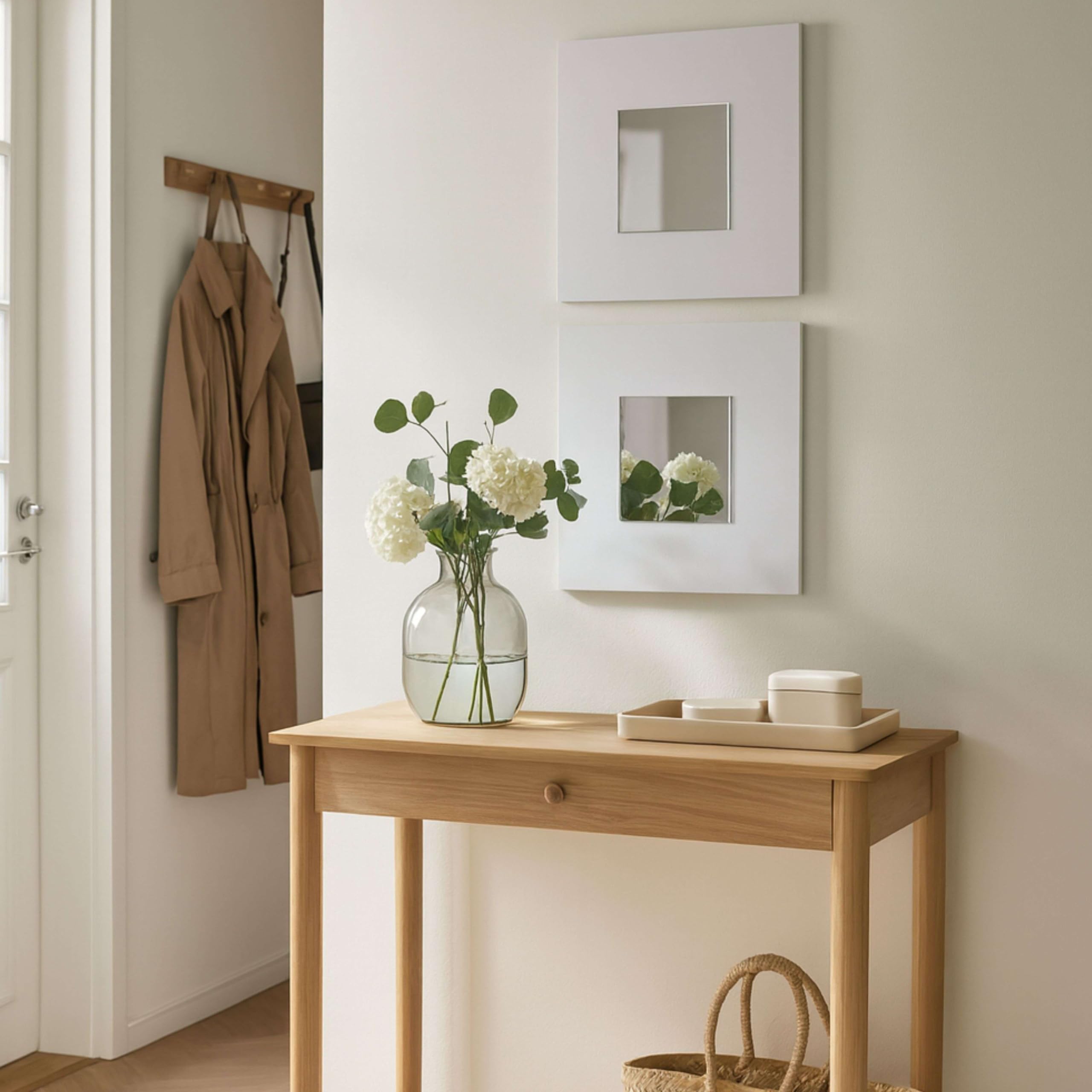 Mueble De Entrada Recibidor Cajún Con 2 Espejos Color Blanco 70cm
