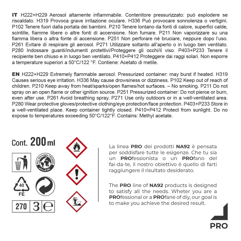 FREELOCK PRO Lubrificante Spray alla GRAFITE ideale per lubrificare tutti i tipi di serrature, lucchetti, cerniere, portoni, garage, porte basculanti 200 ML, NA92 PRO (12 pezzi)