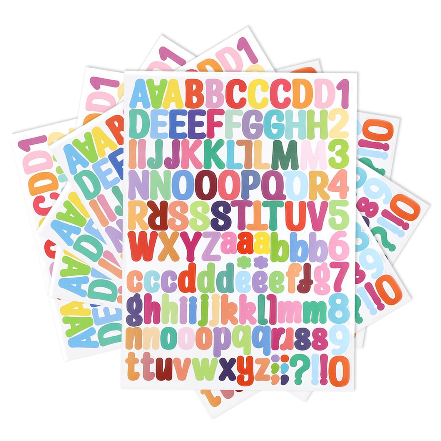 Demarsen 14 Hojas Pegatinas de Letras, Pegatinas de Números Alfabeto de Vinilo, Letras Adhesivas de Colores Impermeables, Calcomanías de Alfabeto para Manualidades DIY, Álbum de Recortes
