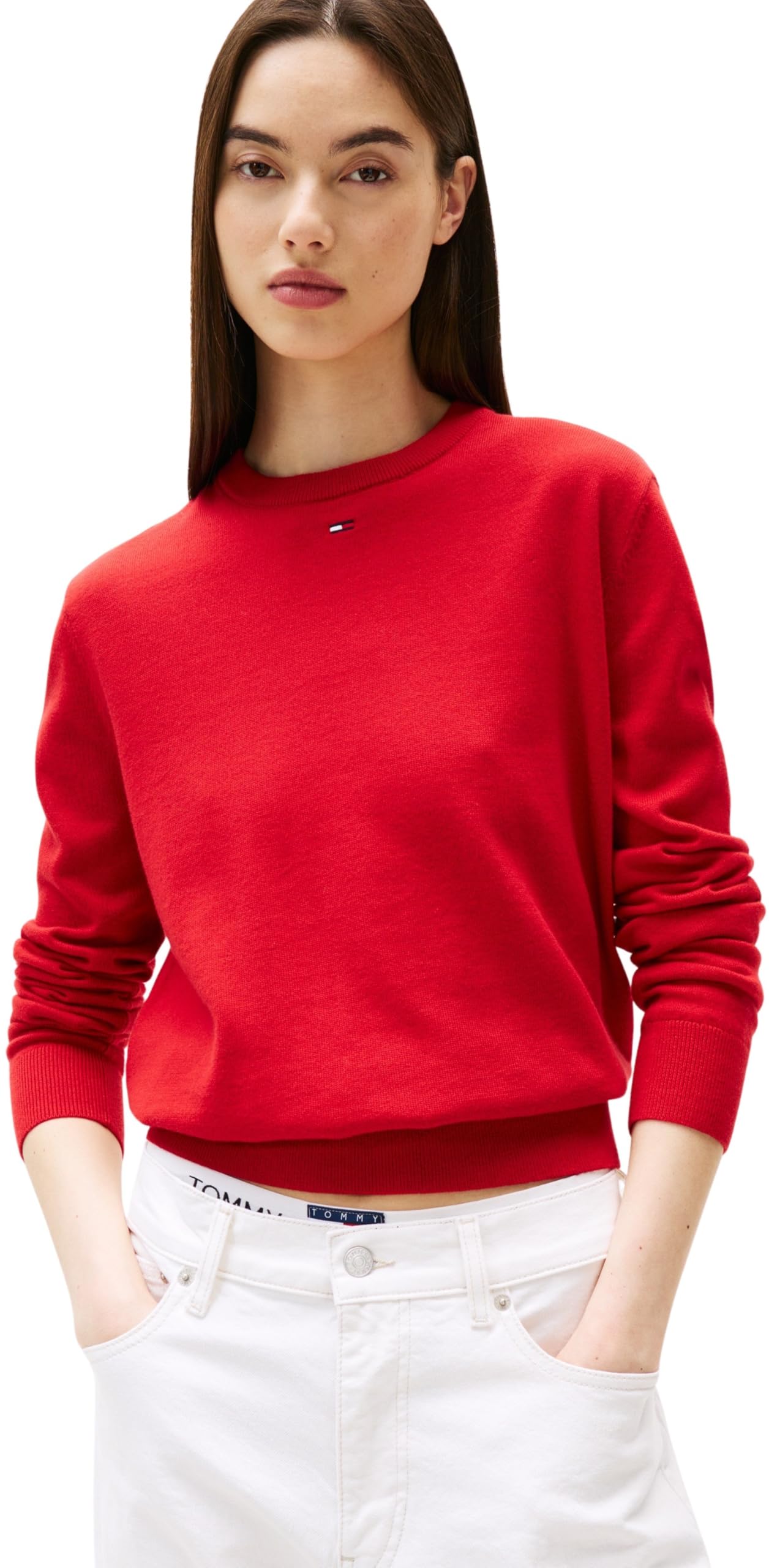 Tommy Jeans Womens Tjw Essential Crew Ext Dw0dw20159 Pullover Sweater, Red (Sapphire Red), XL UK