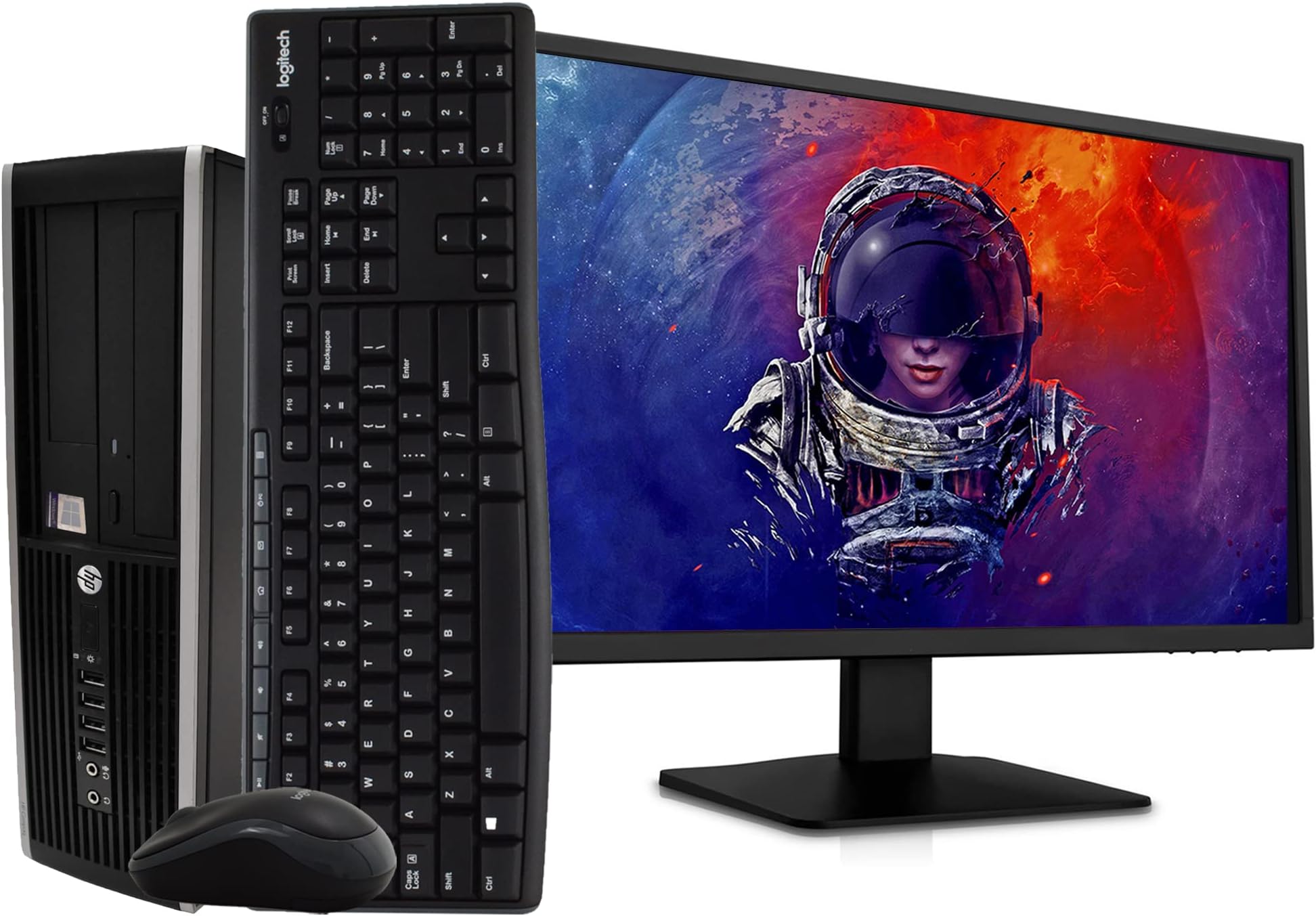 HP Elite Desktop PC Computer | Intel Quad-Core i5 | 8GB Ram | 1TB HDD | 24 Inch LCD Monitor (1080p HDMI) | Wireless Keyboard and Mouse | WiFi + Bluetooth | Windows 10 (6200) (Renewed)