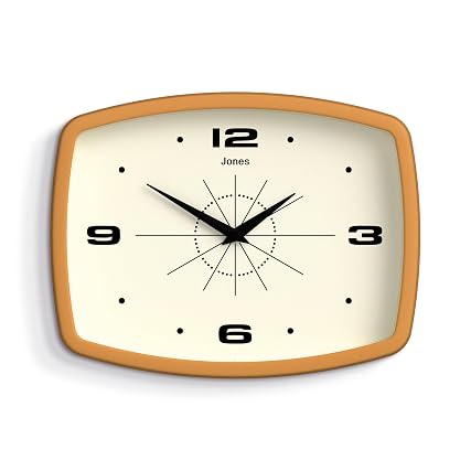 JONES CLOCKS® Movie wall Clock | Retro Rectangular Clock | 10 inch | Mustard Yellow | Cool mid