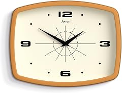 JONES CLOCKS® Movie wall Clock | Retro Rectangular Clock | 10 inch | Mustard Yellow | Cool mid