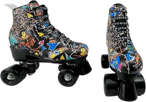 Miniatura 4 de Patines clásicos para mujer  Patines de microfibra de alta calidad para adultos, mujeres y hombres, patines de doble fila para interiores y