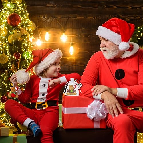 Miniatura 5 de Shappy 36 llaveros de oso de Navidad, 12 juegos de llaveros de oso pequeño, incluye 12 llaveros de oso de peluche de 3.5 pulgadas, 12 etiquetas de