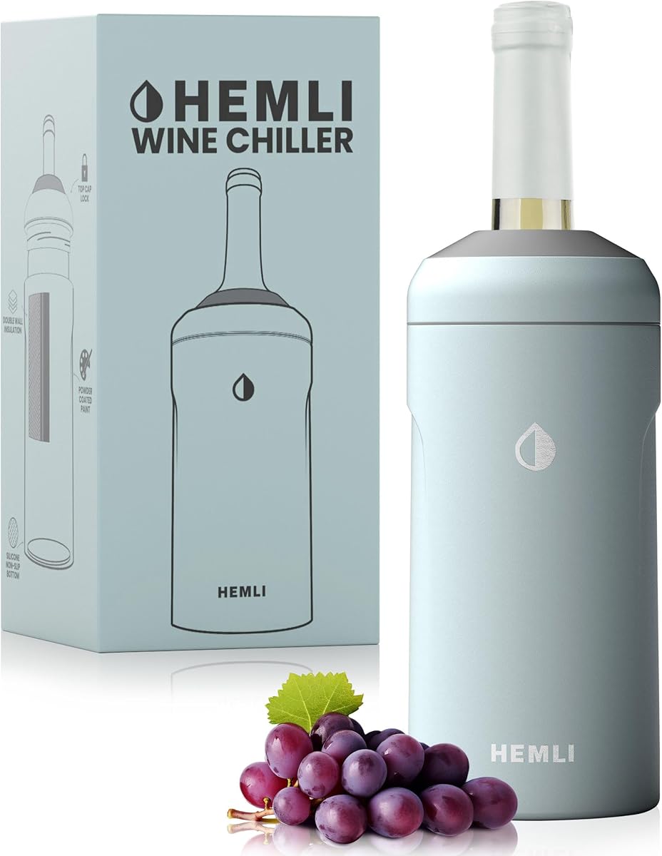 Wine Bottle Chiller Insulator Sleeve, Keeps Wine and Champagne Cold for 12 Hours, Vacuum Insulated Wine Bottle Cooler