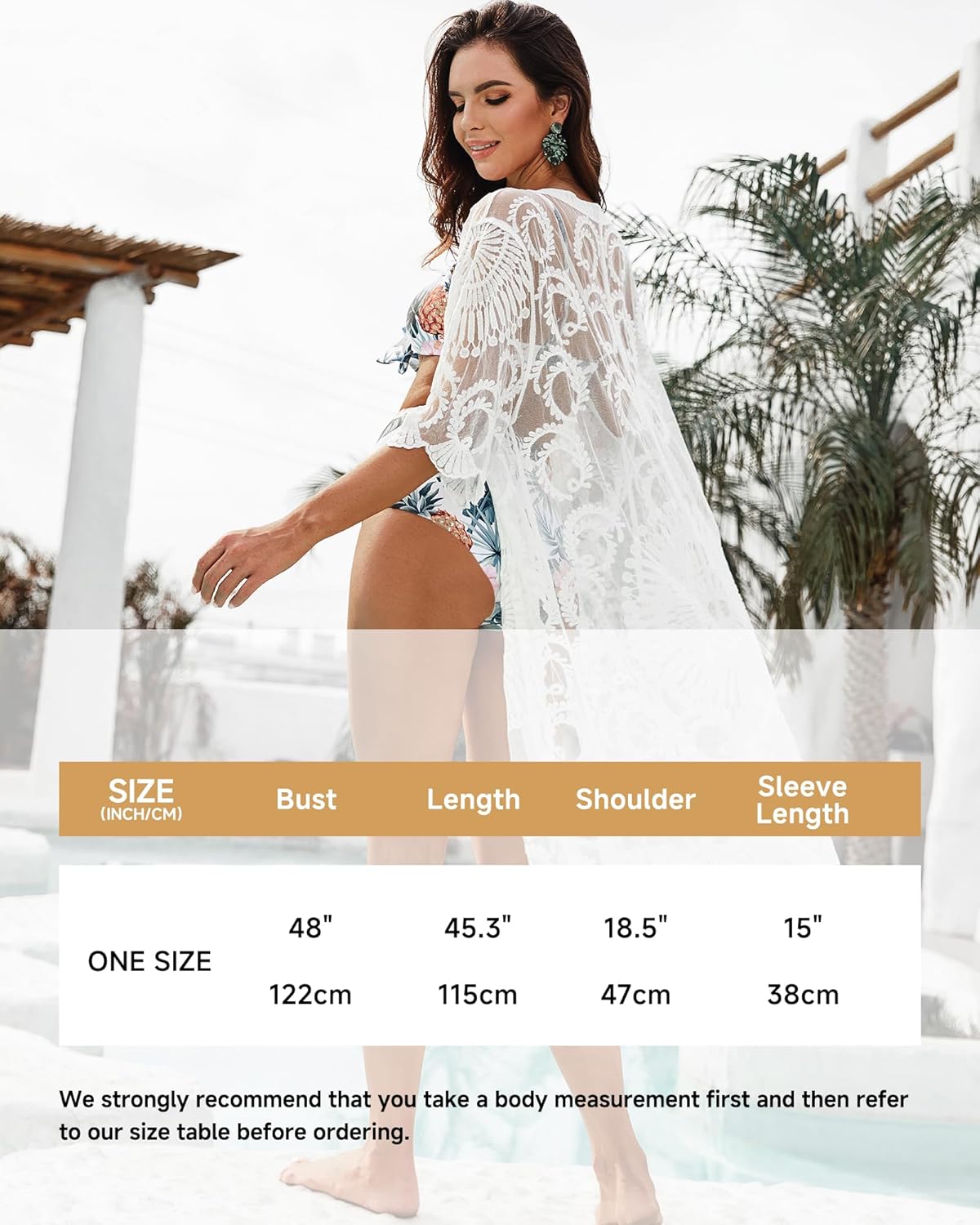 Bsubseach Swim Cover Up for Women Lace Sheer Floral Kimono Cradigans Mesh Long Beach Dress