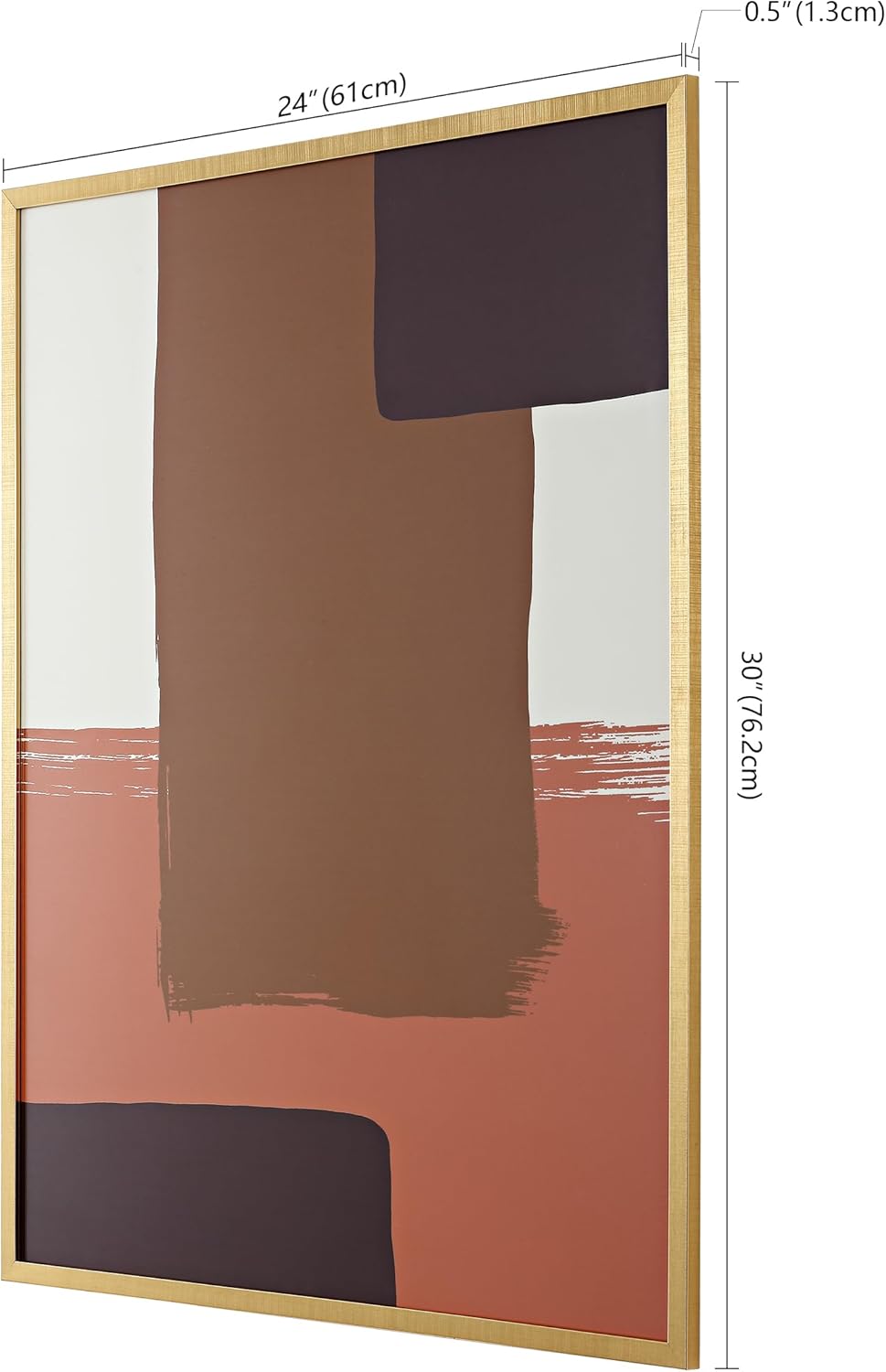 SAFAVIEH Home Collection Java Compilation Salmon/Golden Brown 24 x 30-inch Modern Abstract Framed Wall Art for Bedroom, Living Room, Foyer, Dining Area, Entryway