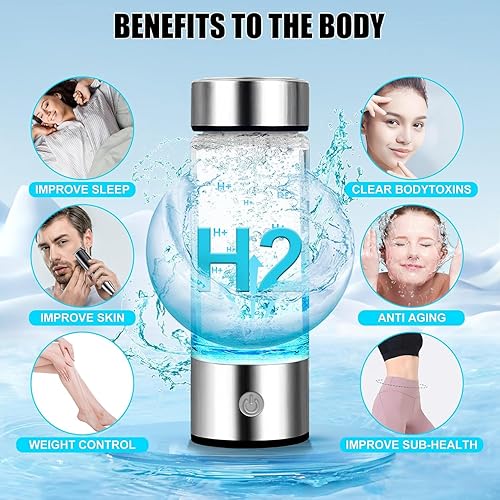 Miniatura 7 de Botella de agua de hidrógeno con tecnología SPE y PEM, máquina ionizadora portátil de agua rica en hidrógeno, para fitness, hogar, oficina, viajes,