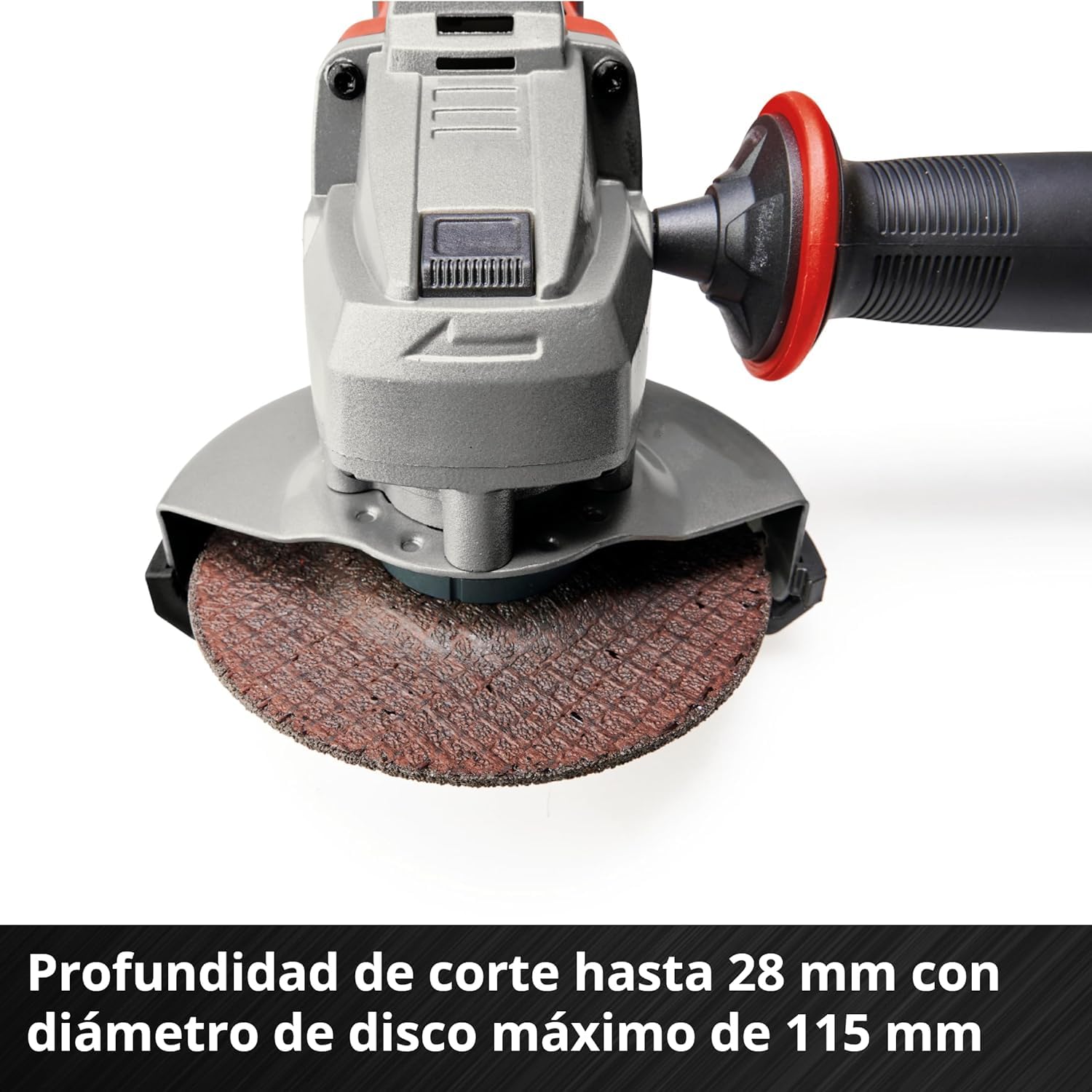 Einhell Amoladora angular con batería TE-AG 18/115-2 Li-Solo Power X-Change (18 V, 115mm, diámetro de disco, 28 mm de profundidad de corte, empuñadura adicional, sin disco de corte ni batería)
