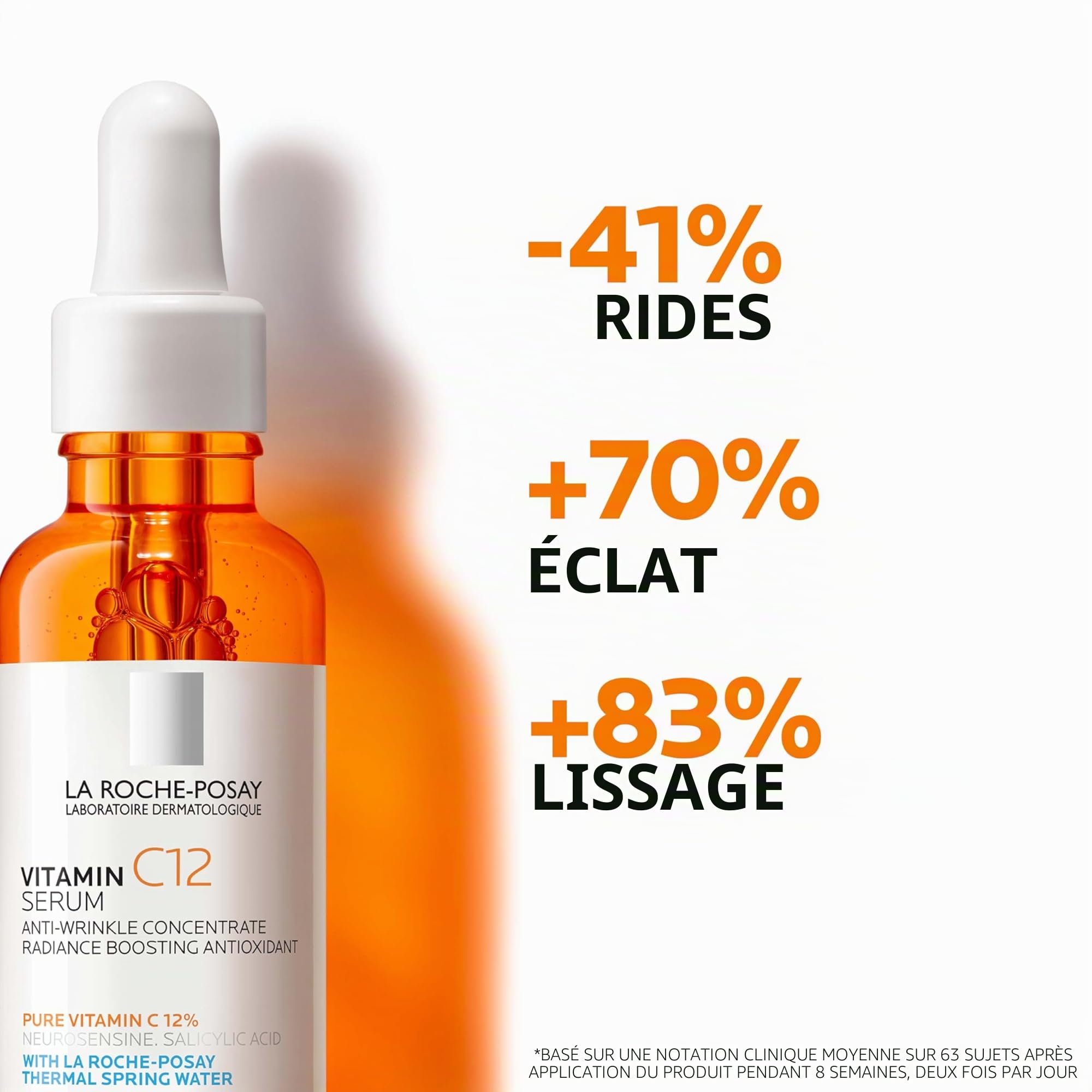 La Roche-Posay, Pure Vitamin C10, Sérum Concentré Anti-Rides, Lisse & Redonne de l'Éclat, Enrichi en Vitamine C Pure, Acide Salicylique & Neurosensine, Tous Types de Peaux, 30 ml