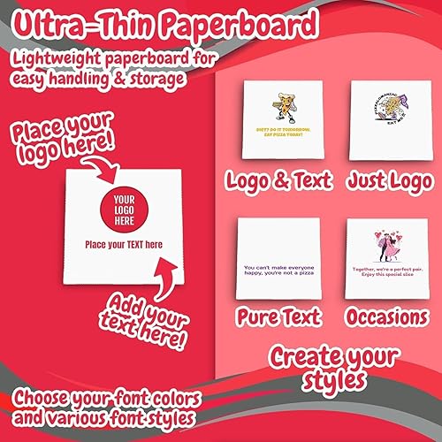 Miniatura 16 de MT Products Caja de pizza blanco-roja de 12 x 12 x 2 pulgadas, cajas de pizza extrafinas con diseño (paquete de 10) - Fabricado en los Estados Unidos