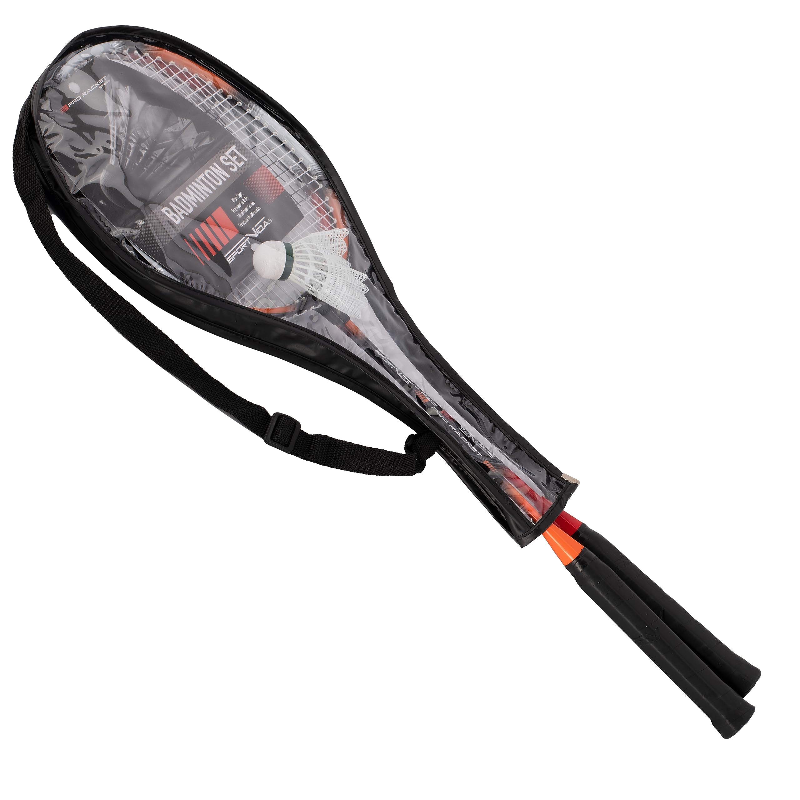 SportVida Badminton Set 2-4 Spieler, Badmintonset für die Familie zum Spielen und Trainieren (2 Spieler)