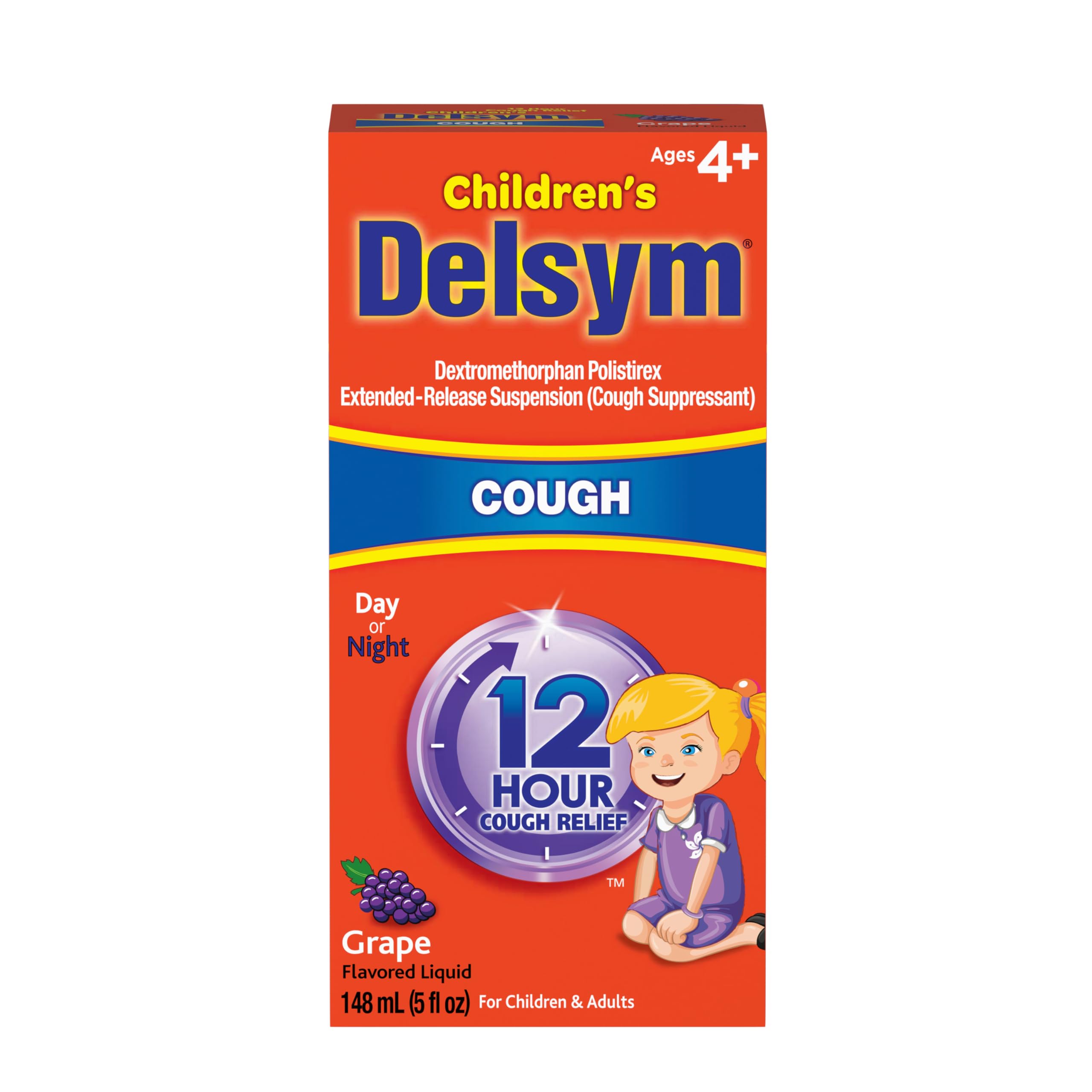 Delsym Children's Delsym 12 Hour Cough Relief Liquid- Day or Night Grape Cough