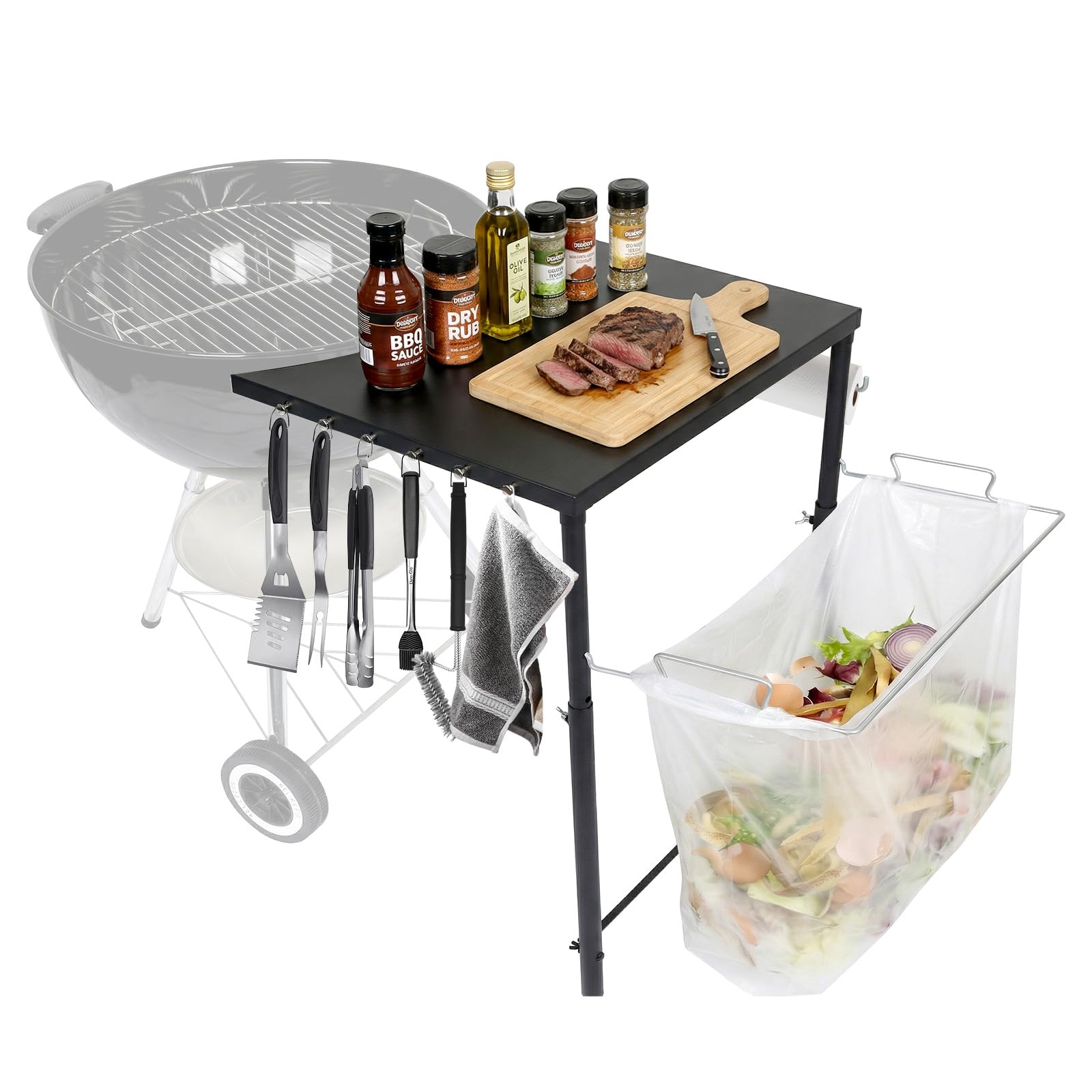 Denmay Stolik pomocniczy do grilla kulistego Weber Kettle 47/57/67 cm, stół boczny do grilla Weber Smokey Mountain 47/57 cm, Master-Touch, akcesoria do grilla, stół stożkowy na węgiel drzewny