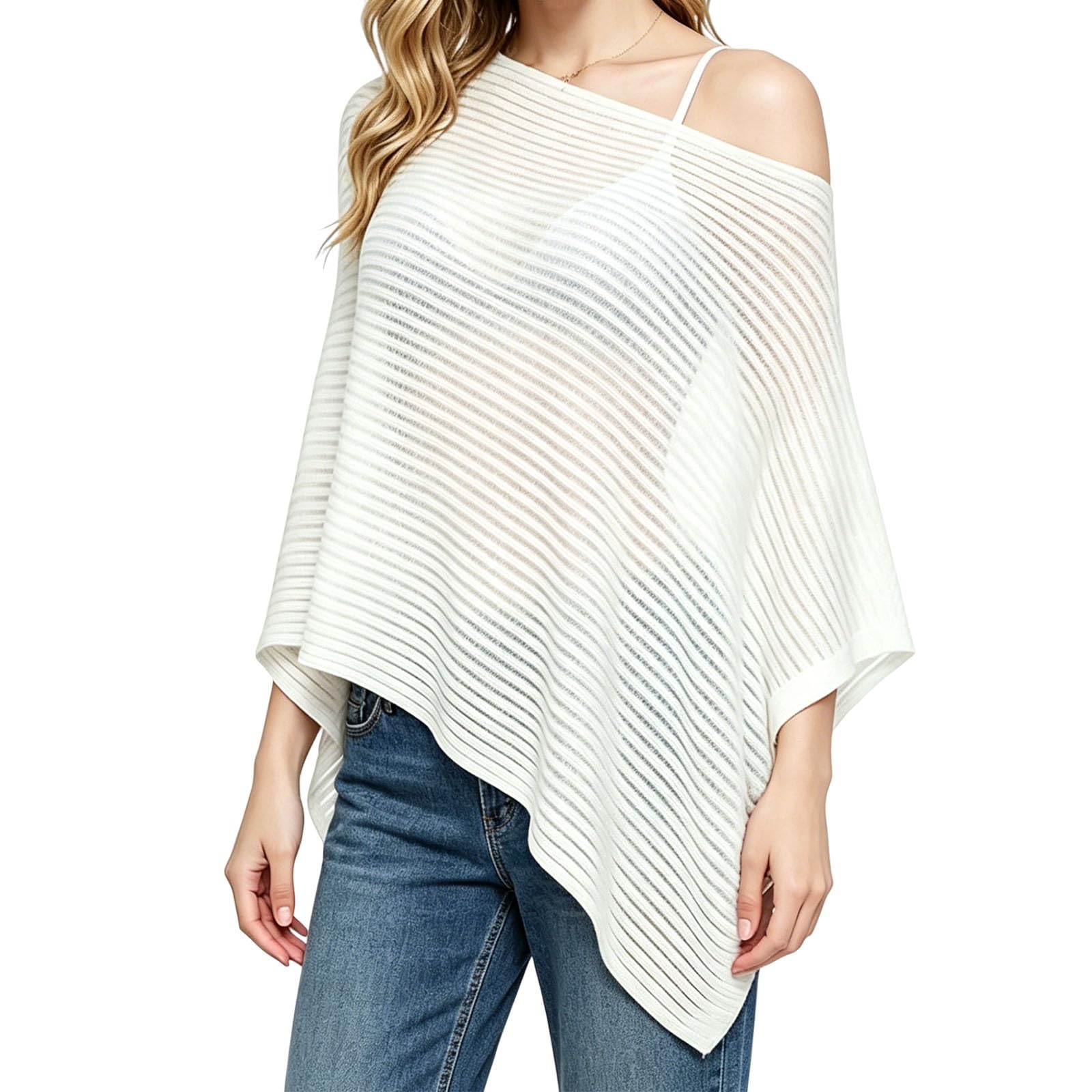 lahaia 1 PCS Sheer Beachwear for Women,Fashion Lightweight Beach Coverups for Women,Asymmetrical off the Shoulder Cover up Tops,Suitable for Summer Pool and Vacation Elegant Outfit-picture-49