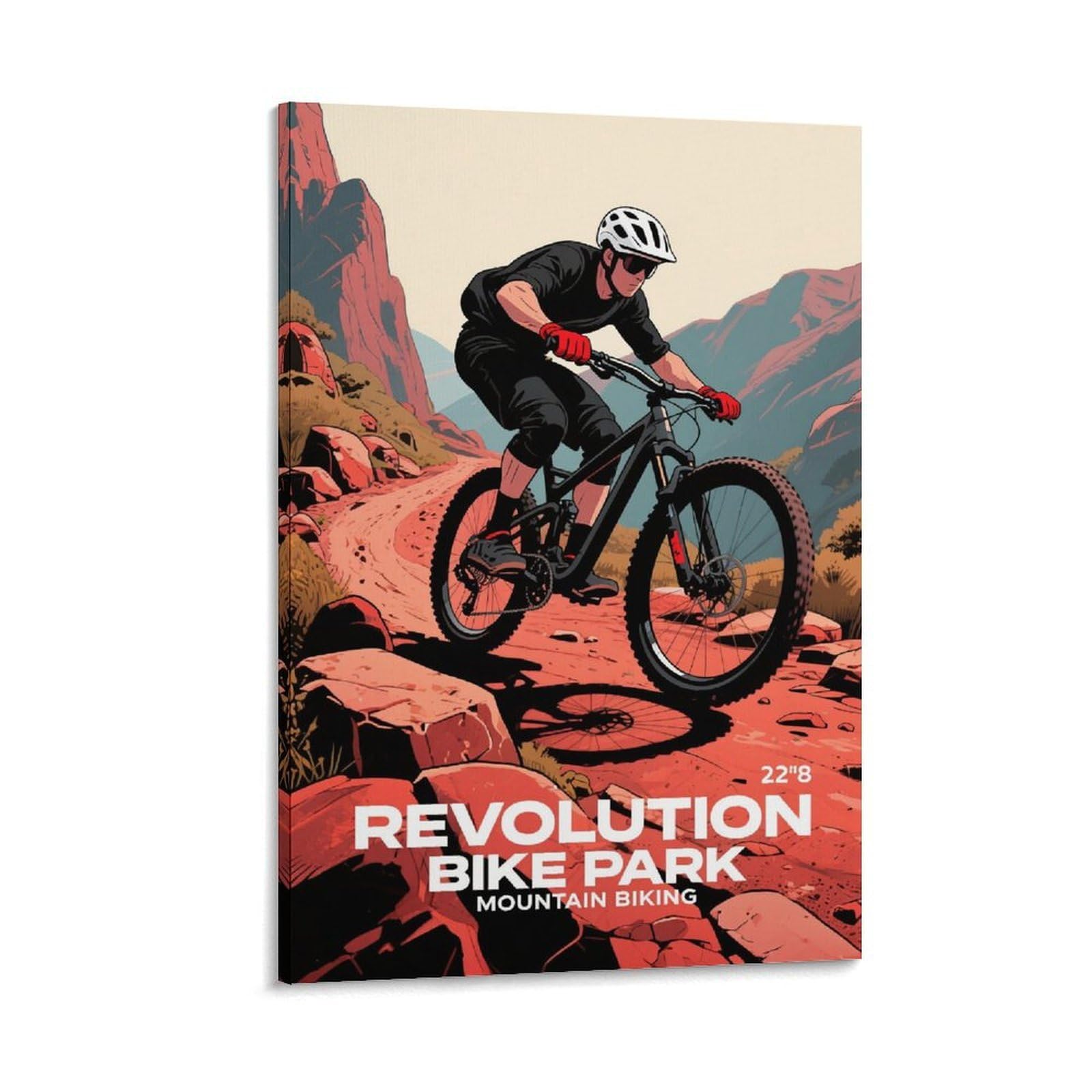 HWJJUII Revolution Bike Park Mountain Biking Vintage Travel Poster 08x12inch(20x30cm) Canvas Art Poster And Wall Art Picture Print Bedroom Decor