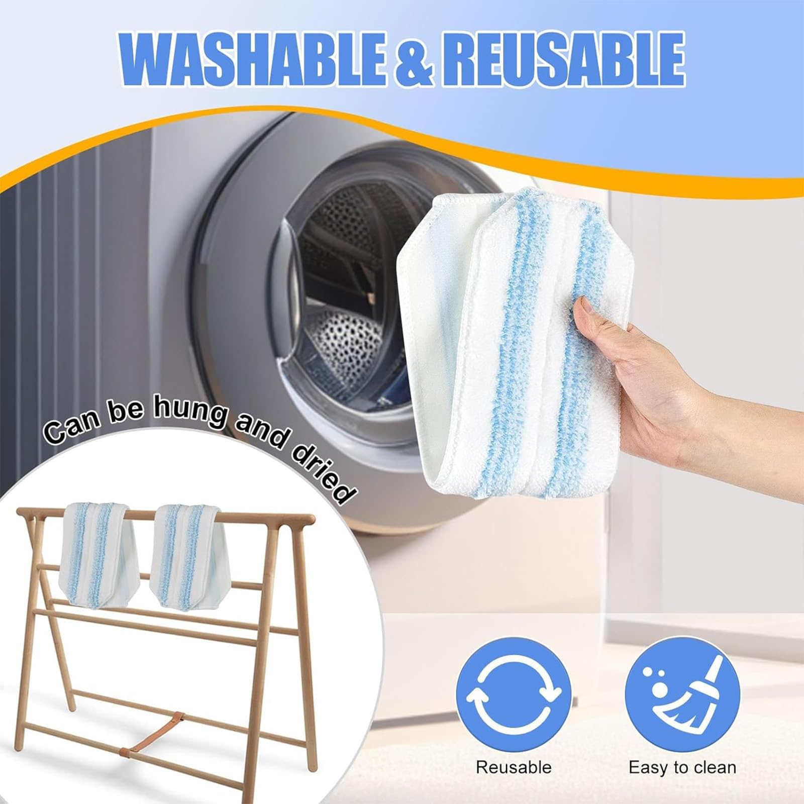 3 Stück für Vileda H2PrO Bodenwischer Ersatzbezug, Maschinenwaschbar, Kompatibel mit Vileda H2Pro & O-Cedar Bodenwischer Ersatzbezug, Mikrofaser Wischpads Ersatz für Laminat, Fliesen