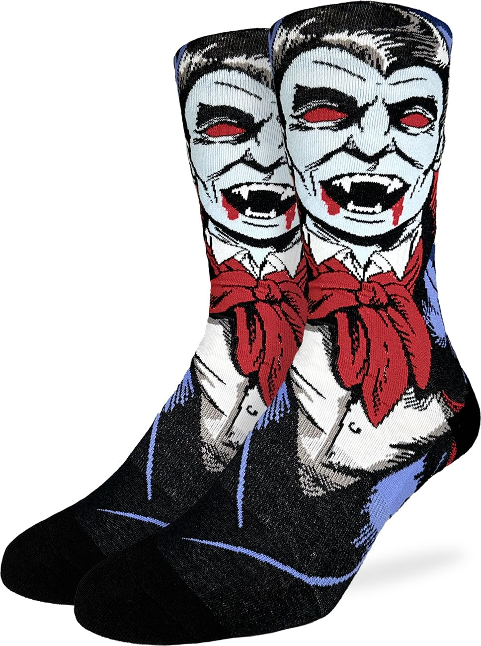 Good Luck Sock Novelty Crew Socks for Adults - For Men, Women and Teens, Evil Dracula, Mens, Large