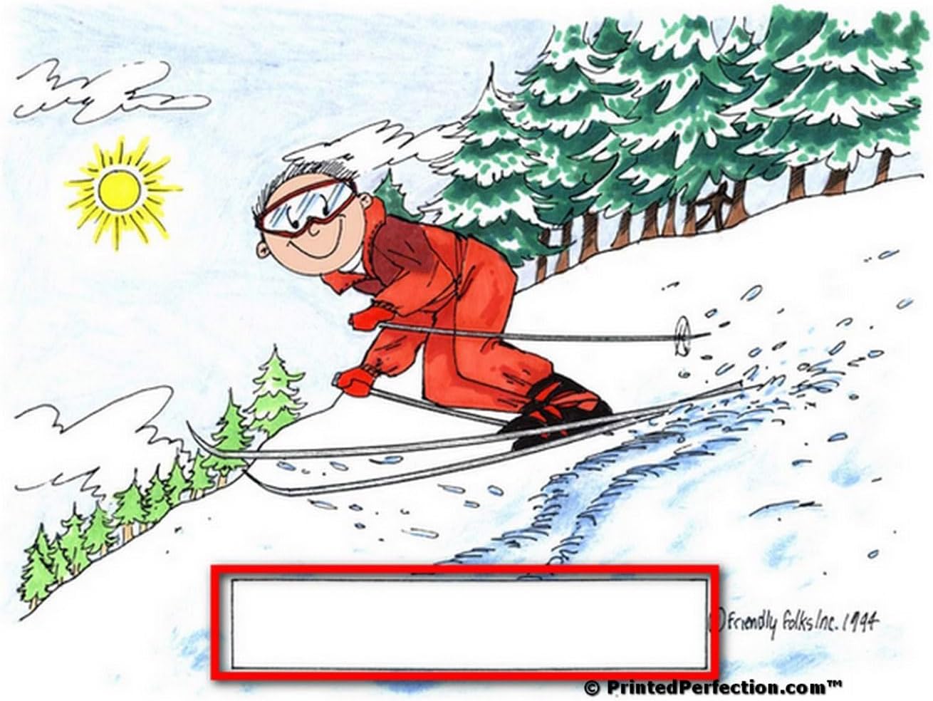 PrintedPerfection.com Personalized Skier, Snow - Male Snow Globe Gift