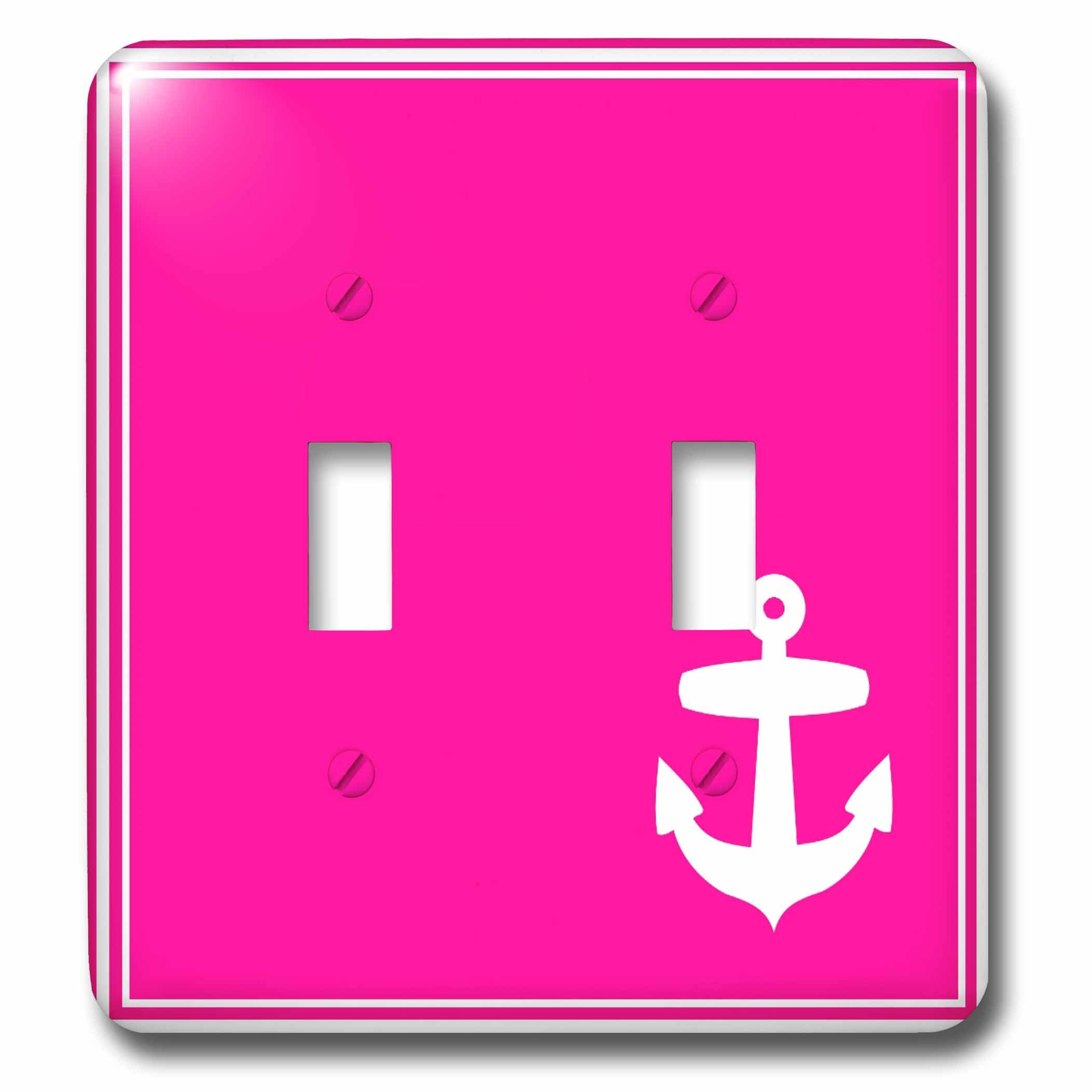 Interruptor de doble palanca con ancla náutica rosa de 3dRose para pared