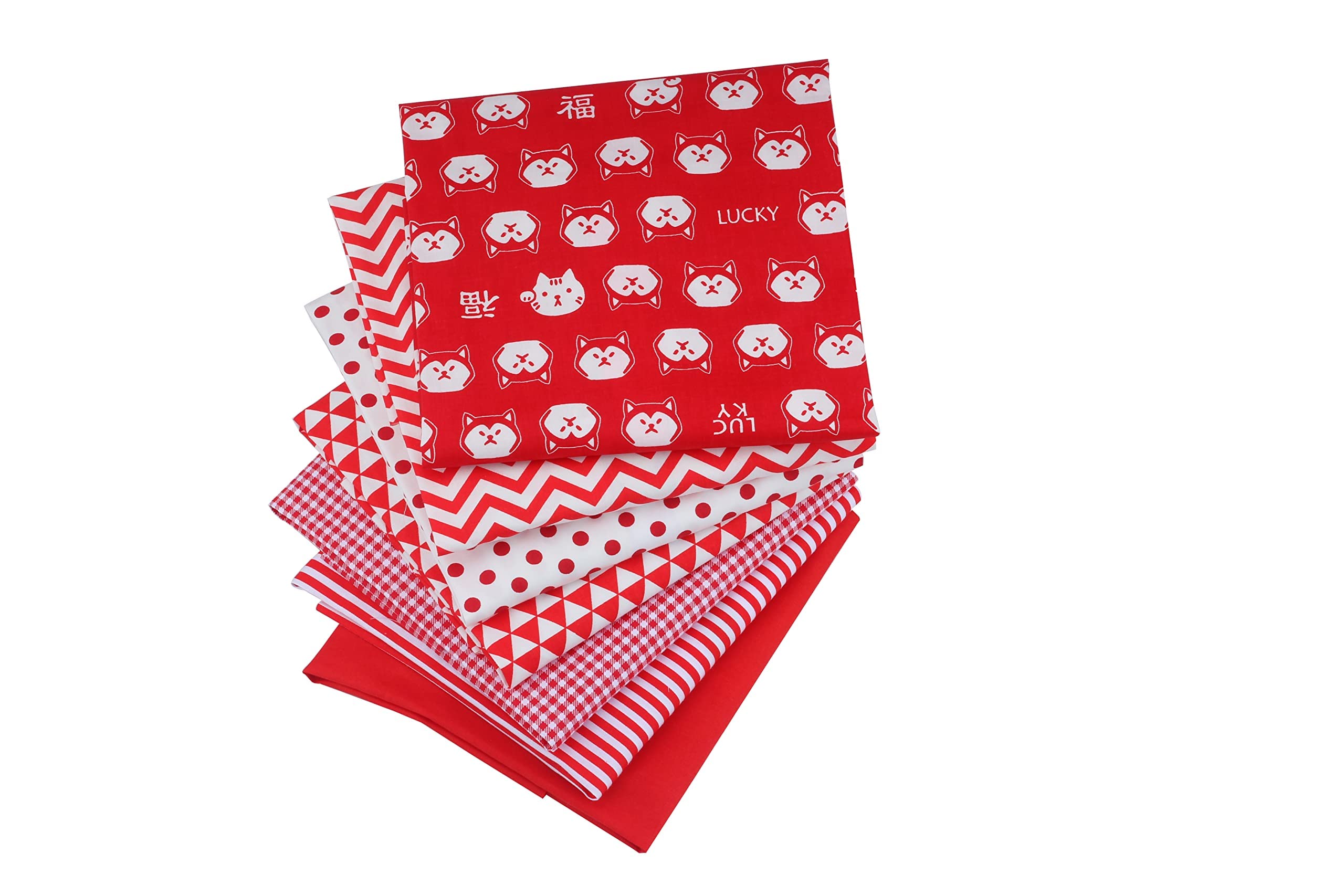 CraftsFabrics 7pcs/ Lot (16" x 20") Printed Cotton Fat Quarters for Quilting, Scrapbooking, Arts & Crafts, DIY Projects, Collage) (Red) - Image 3