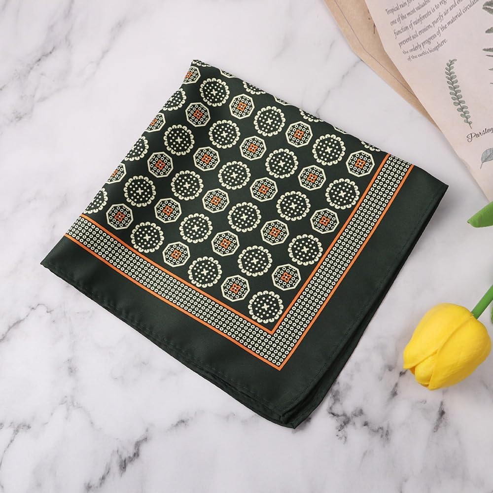 Men's British Retro Suit Pocket Towel Business Polyester Silk Printed Small Square Scarf Chest