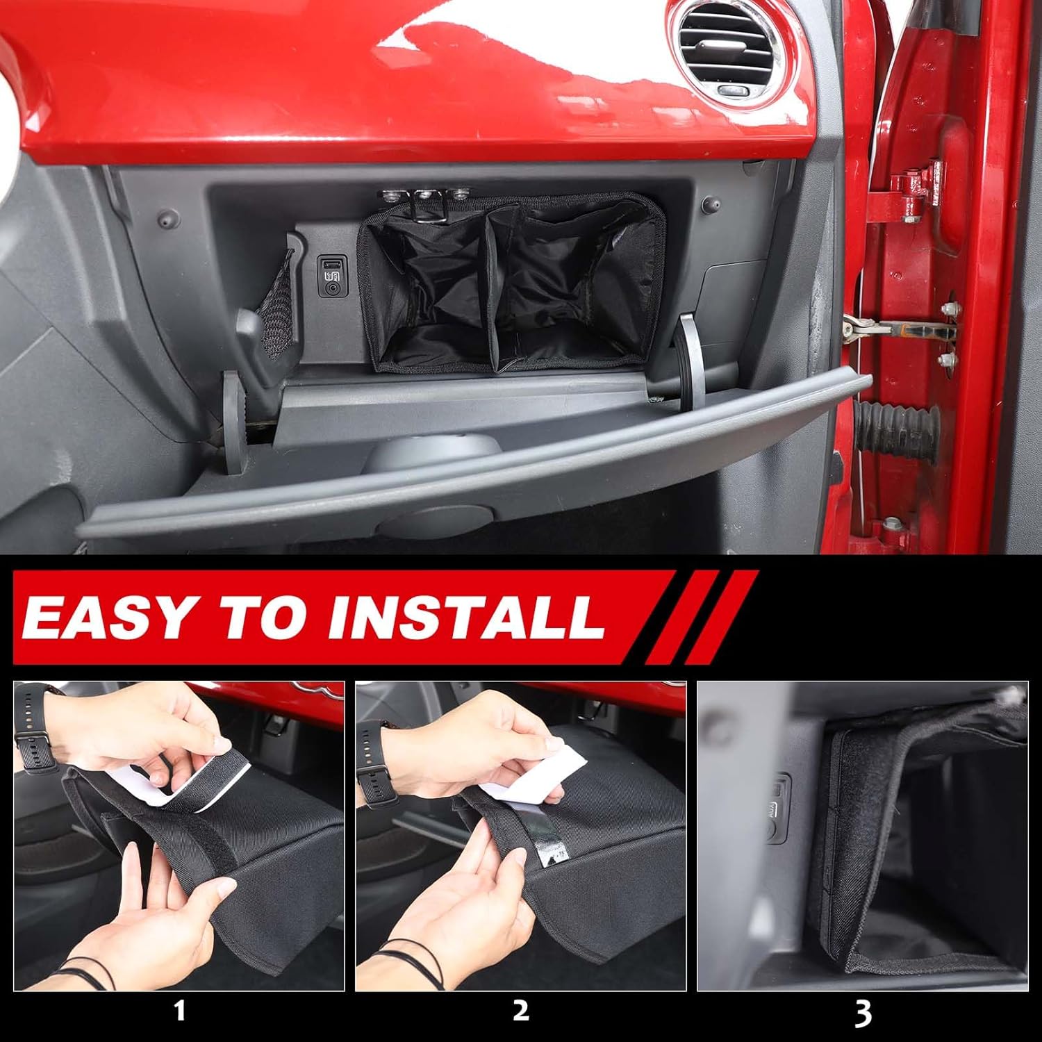 Compatible with Fiat 500 2007 2008 2009 2010 2011 2012 2013 2014 2015,Glove Box Dividers Organizer Accessories,Insert Storage Bag,Glove Box Separate Storage Bag