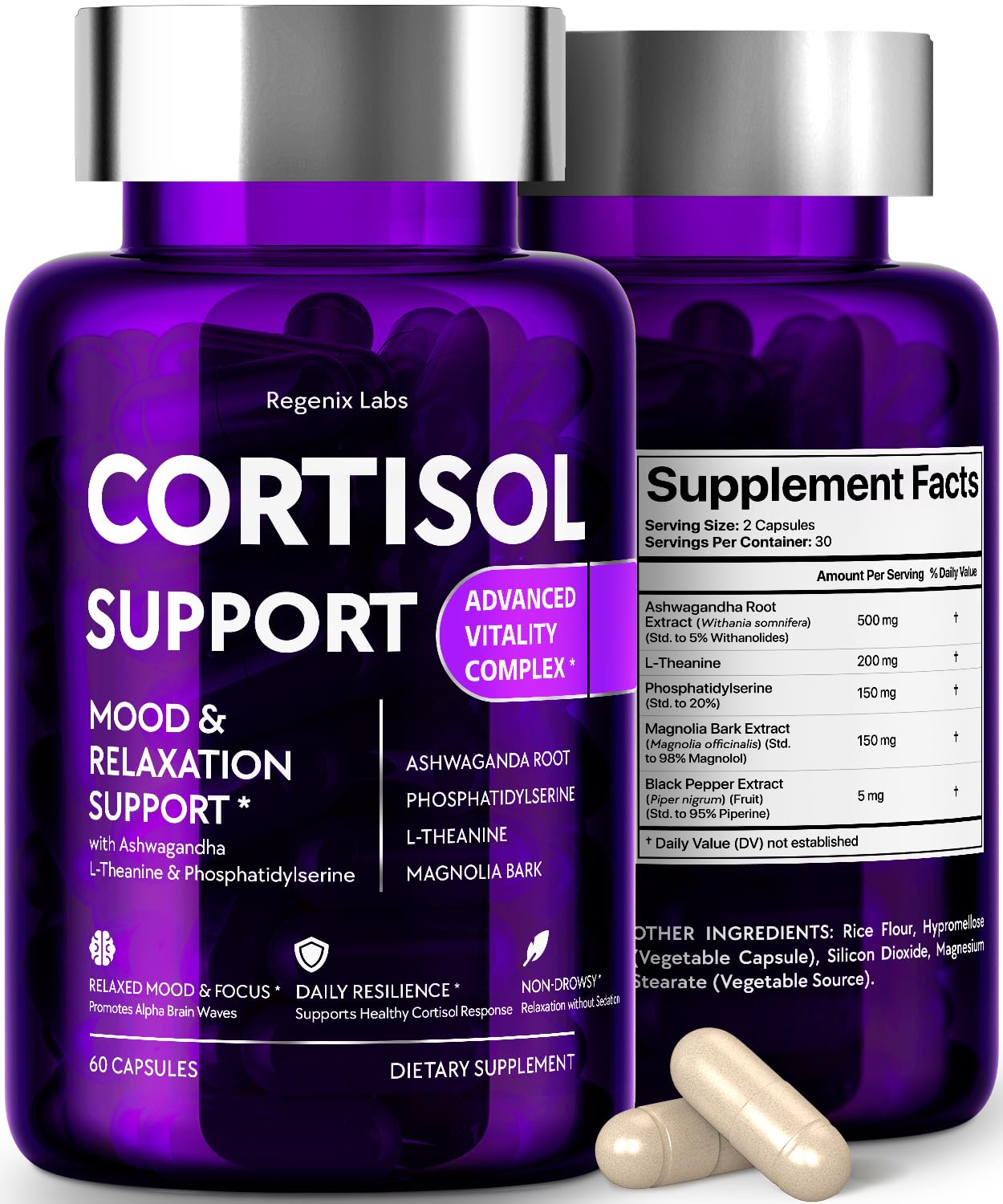 Cortisol Supplements Women&Men Cortisol Balance Manager - Adrenal Support 60 Count (Pack of 1)