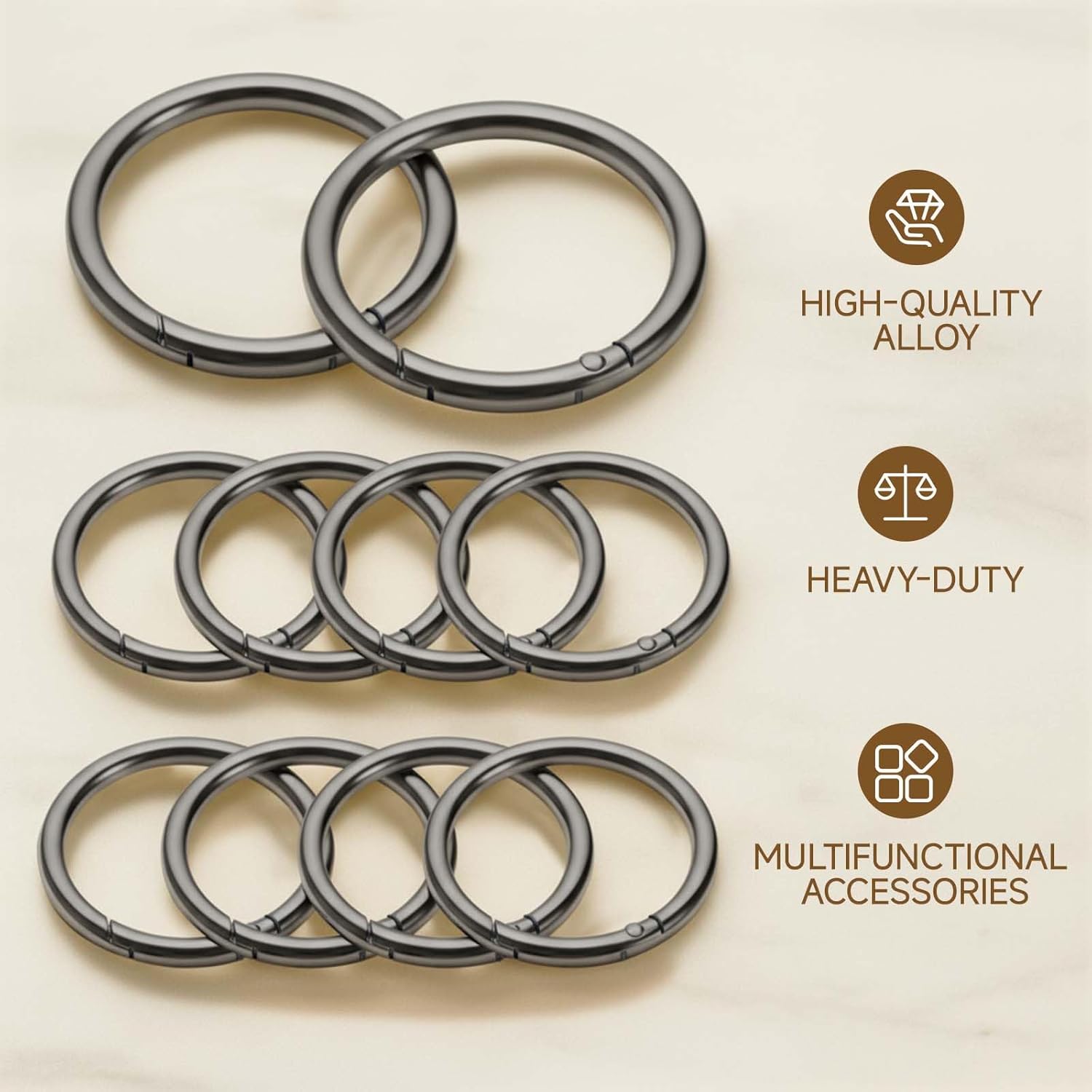 Gold Carabiner Clip,Metal Oval Carabiner Gold,Purse Clip & Alloy Round O Ring Clip for Keys, Bag, Buckle,Handbag, Crafts,Purse Strap Extender for Bags - Image 5