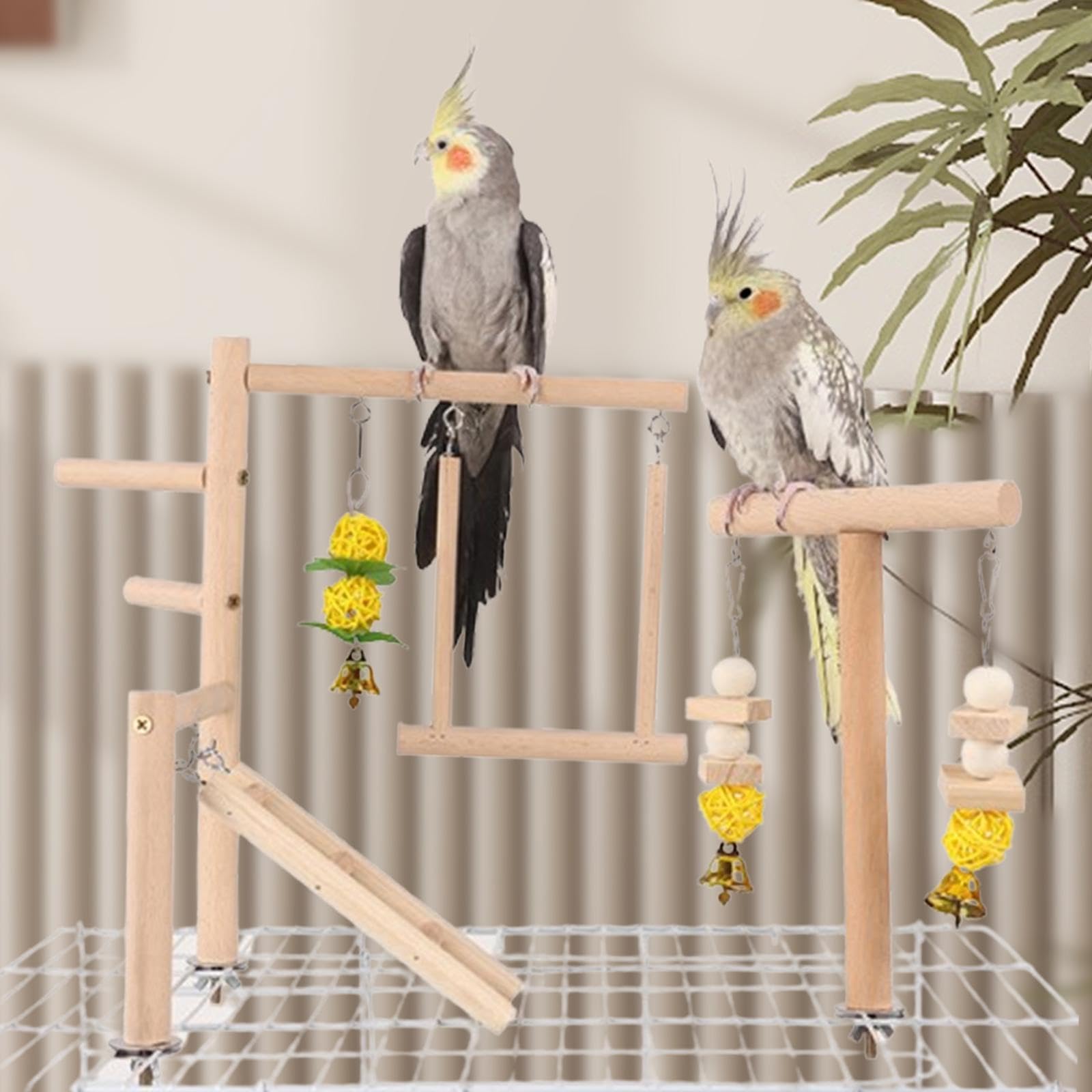 Aire de Jeux pour Perroquets, Jouets à Mâcher, Centre D'activités et d'exercice, Perchoir et Structure de Jeux pour Perruches Ondulées et Peti