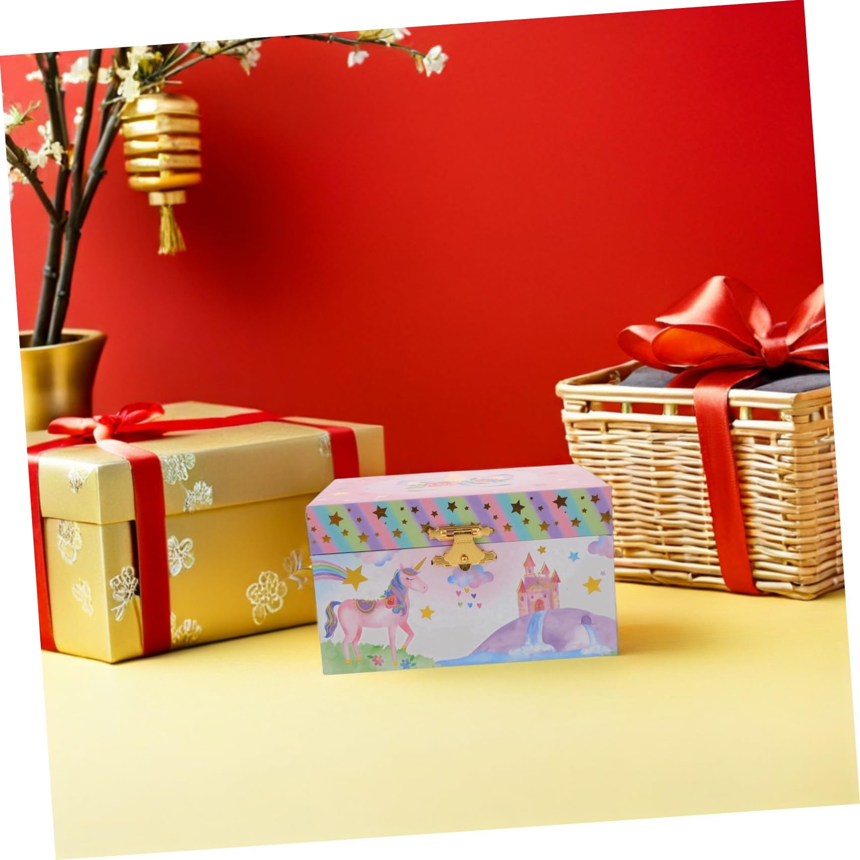 Caja de Música Unicornio para Niña Joyero Musical de Madera con Almacenamiento Versátil y Diseño Encantador Adecuado para Cumpleaños y Regalos