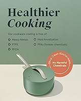 Vista 6 de Caraway - Sartén de cerámica antiadherente con tapa (1.75 qt) - No tóxica, sin PTFE ni ácido perfluorooctanoico (PFOA) - Apto para horno