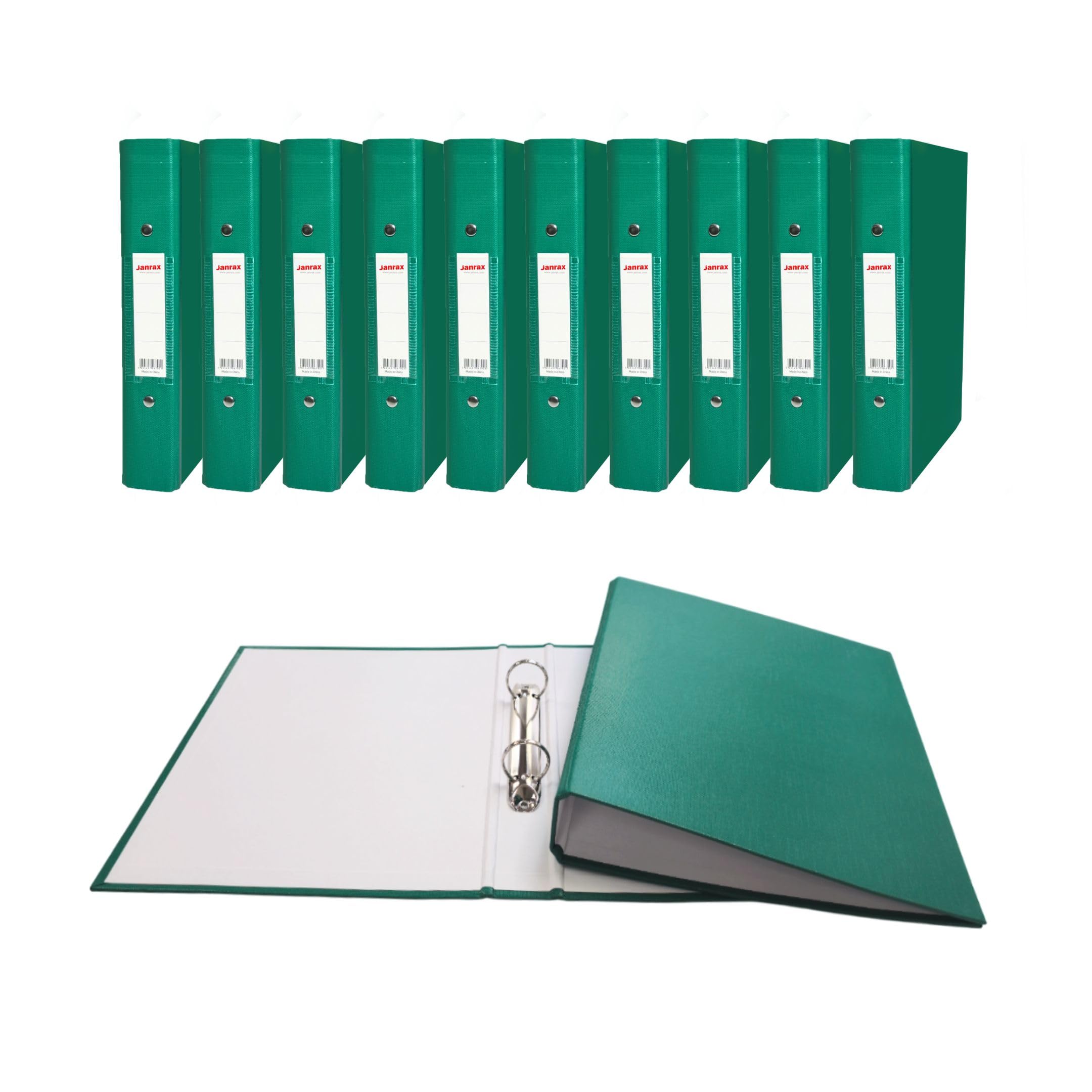 Pack of 5 A5 Small Green Paper Over Board Ring Binders by Janrax