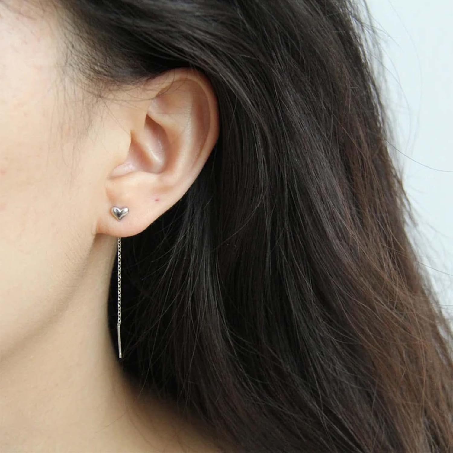 Vintage Heart Threader Earrings Heart Ear Threader Earrings Long Chain Earrings Gold Bar Dangle Earrings Jewelry for Women and Girls - Image 7