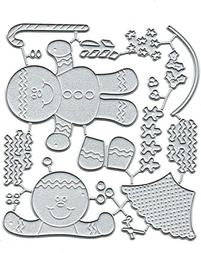 Miniatura 2 de Troqueles de metal de Navidad de hombre de jengibre para hacer tarjetas, troqueles de corte de tarjetas de flores con lazo, plantillas cortadas para