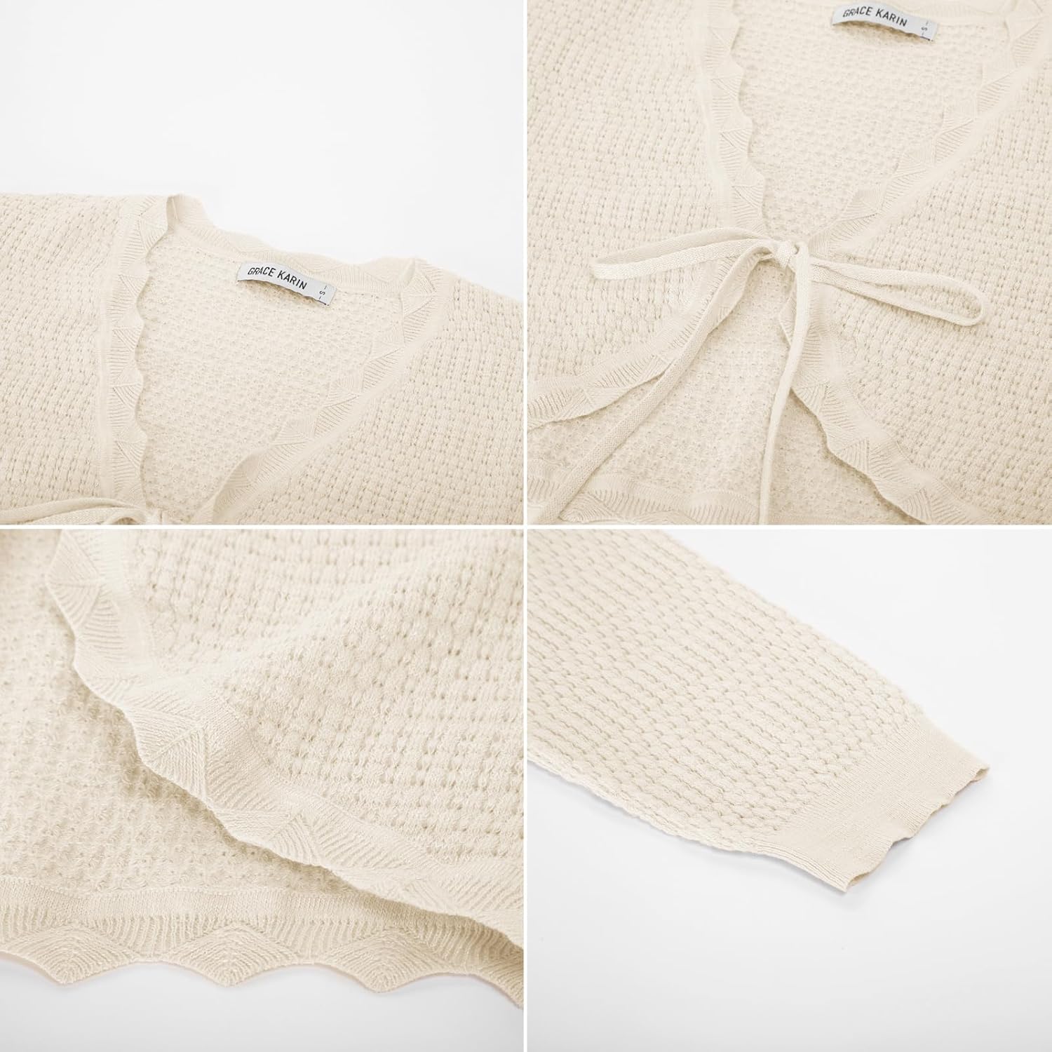 GRACE KARIN Women's Open Front Knit Cropped Bolero Shrug Cardigan Sweater Long Sleeve (S-4XL) - Image 7